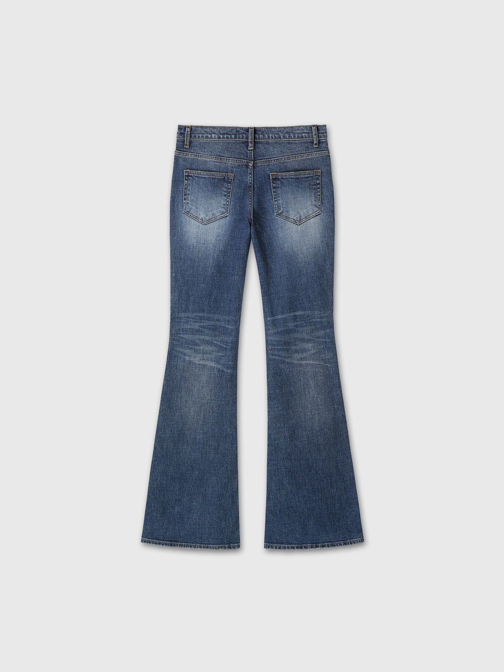 (W) LOW-RISE DENIM BOOTCUT TROUSERS_ WASHED MID BLUE