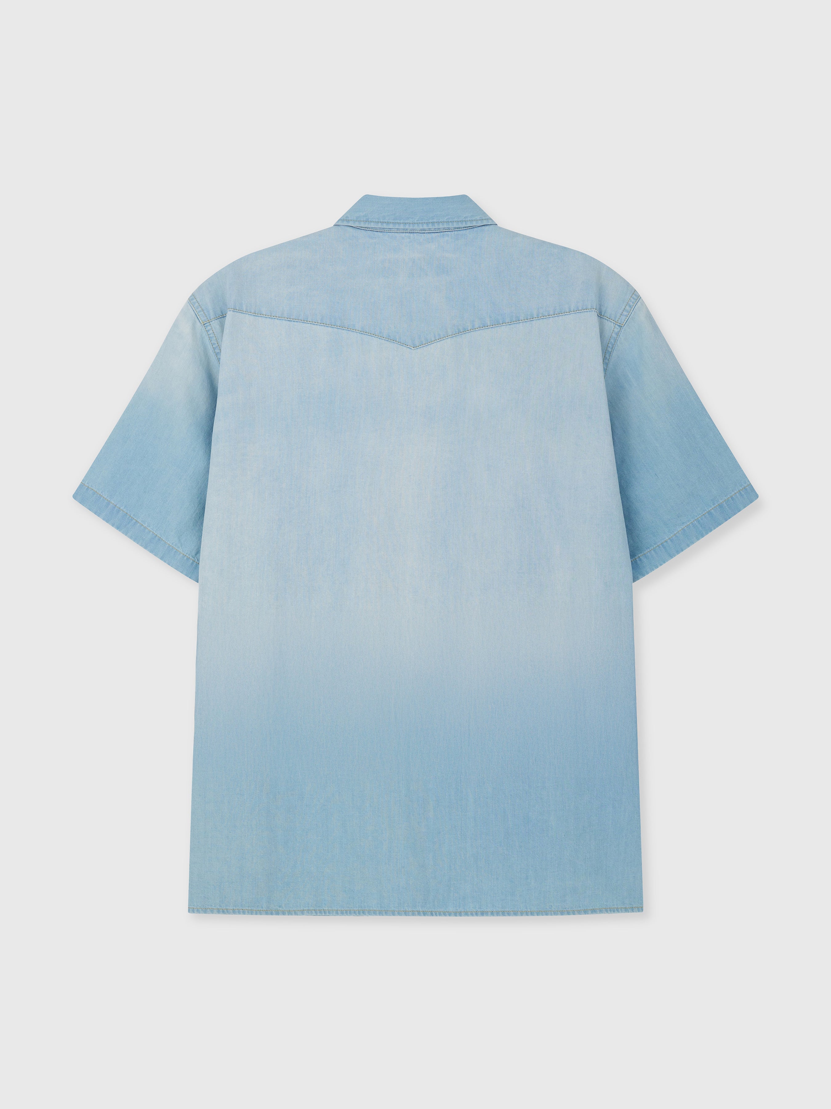 VINTAGE DENIM WESTERN SHIRT_ LIGHT WASHED BLUE
