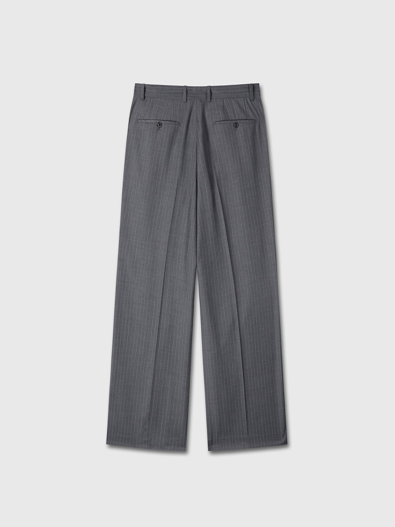 STRIPED WOOL DOUBLE-PLEATED WIDE TROUSERS_ GREY STRIPE