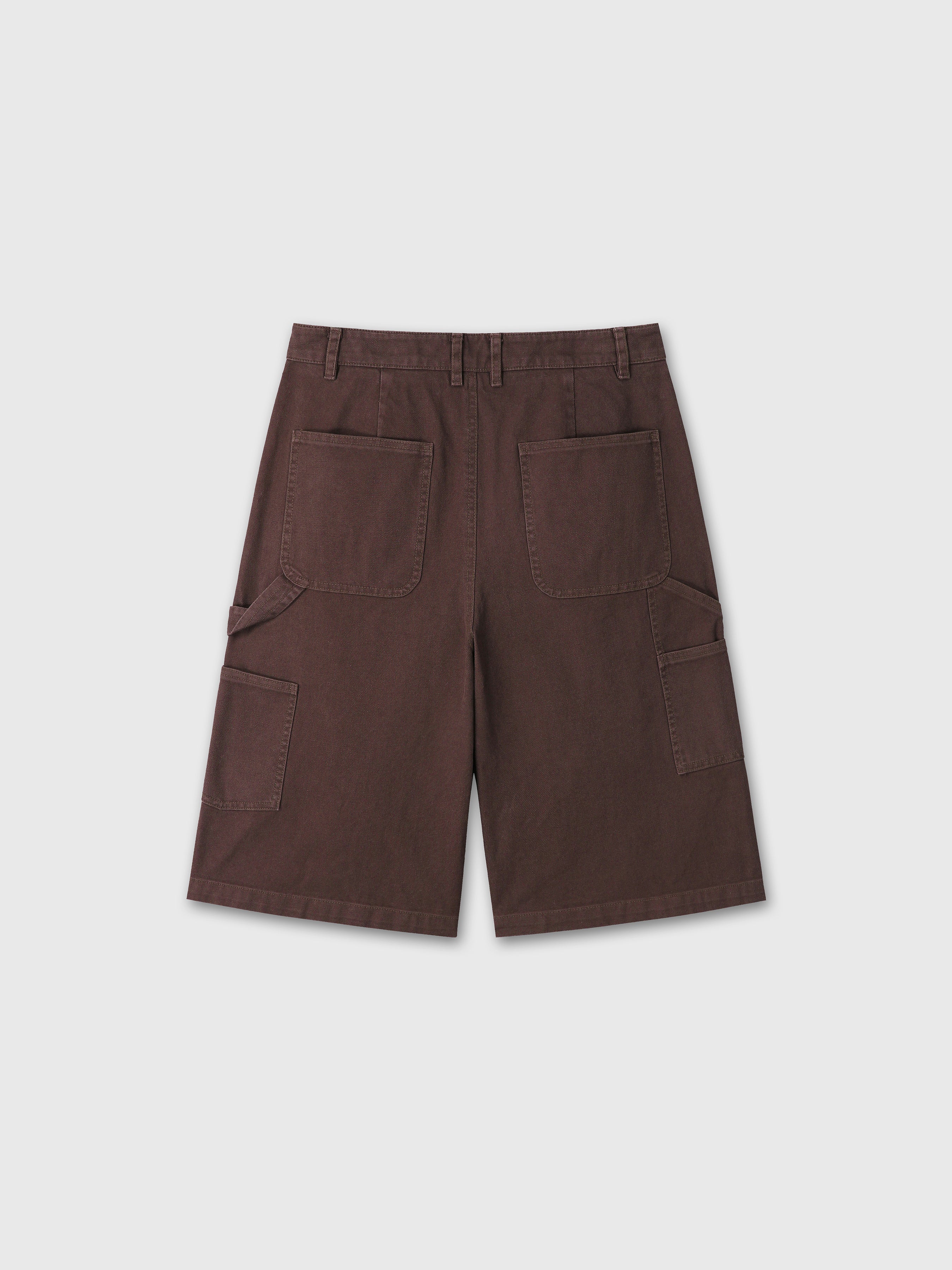 (W) COTTON RELAXED UTILITY SHORTS_ BURNT MARRON