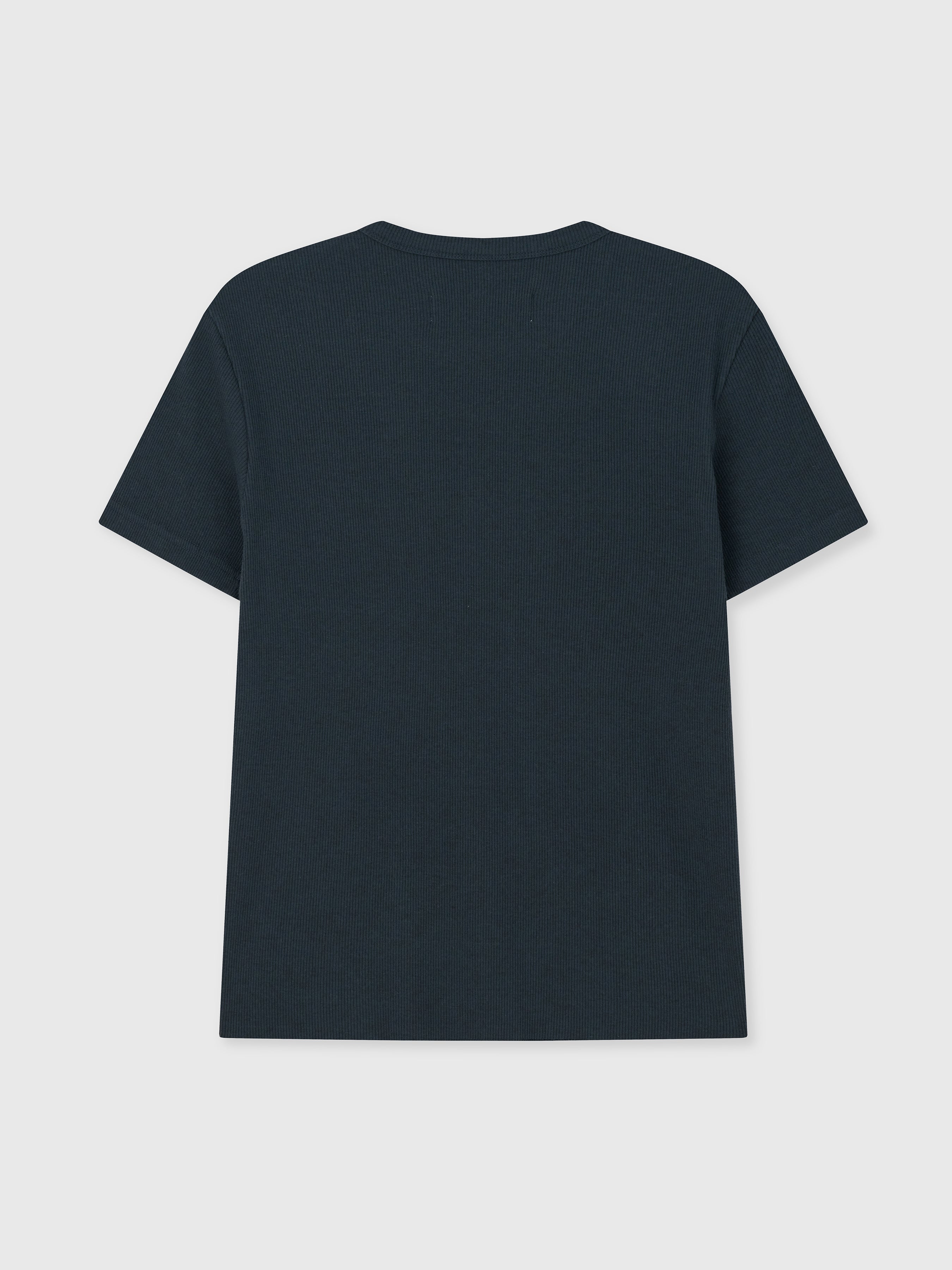 SOFT RIBBED FITTED T-SHIRT_ NAVY TEAL