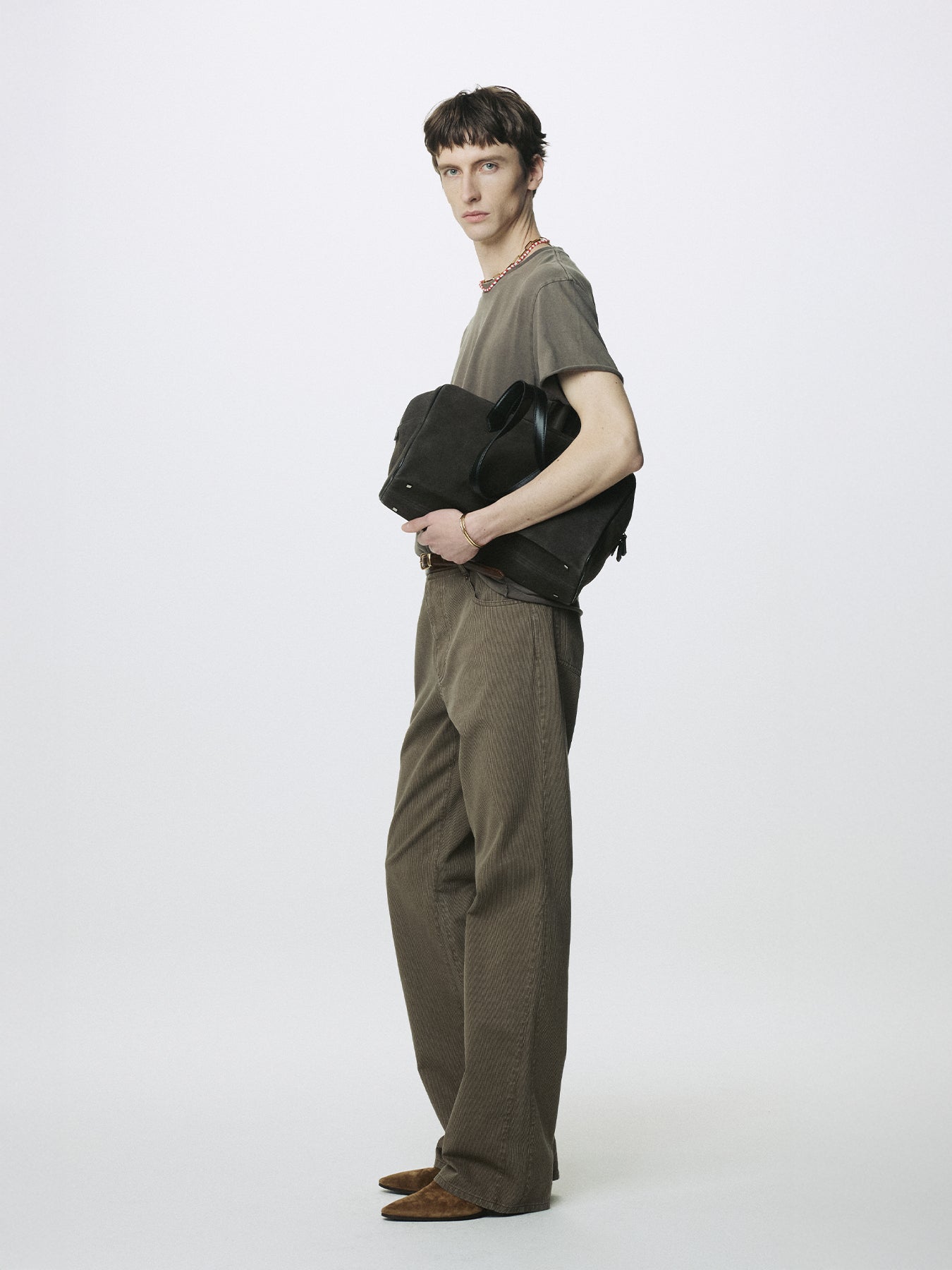 WASHED CORD COTTON FLARE PANTS_ VINTAGE BROWN