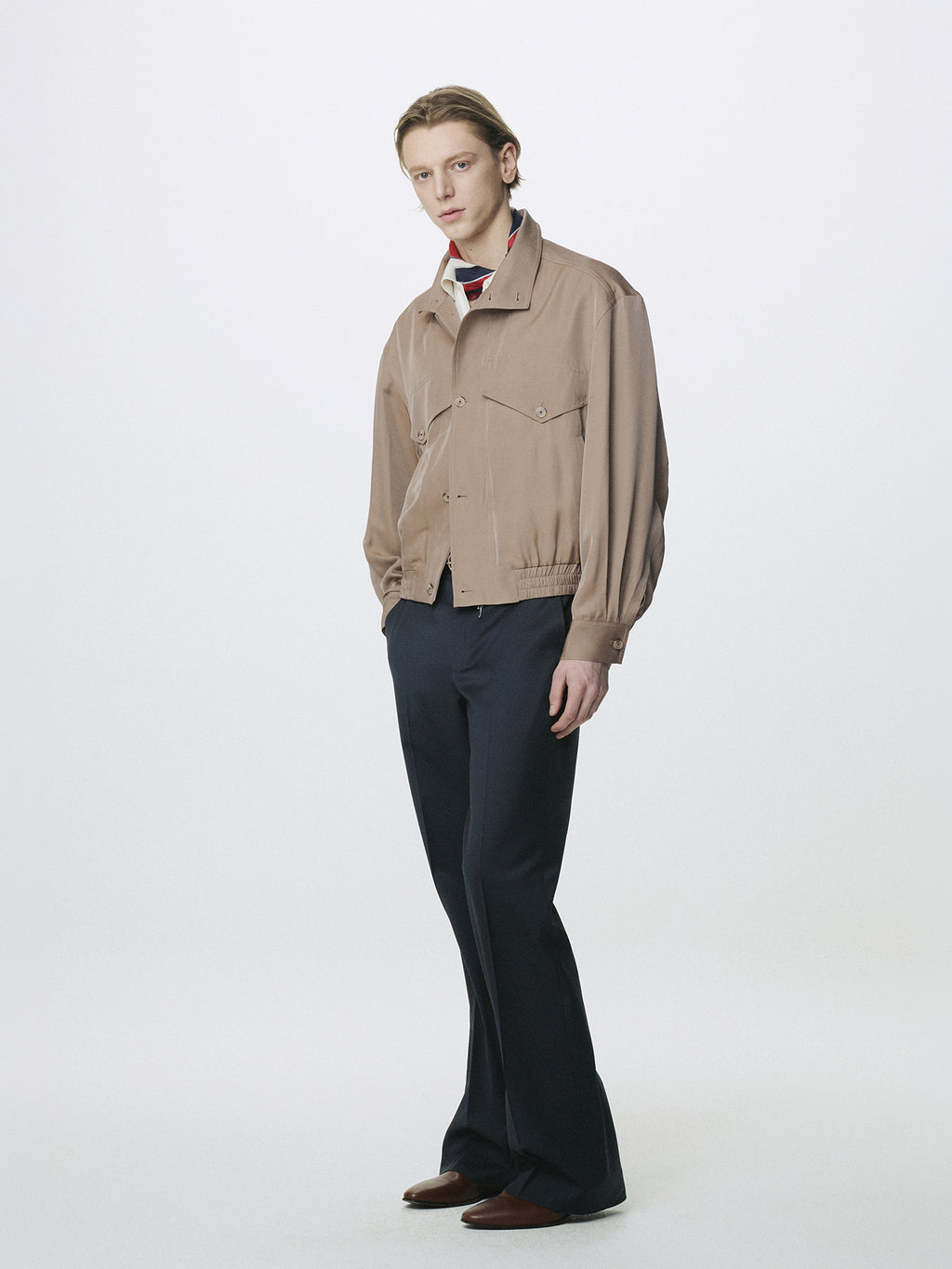 OVERSIZED STAND COLLAR BLOUSON_ SAND