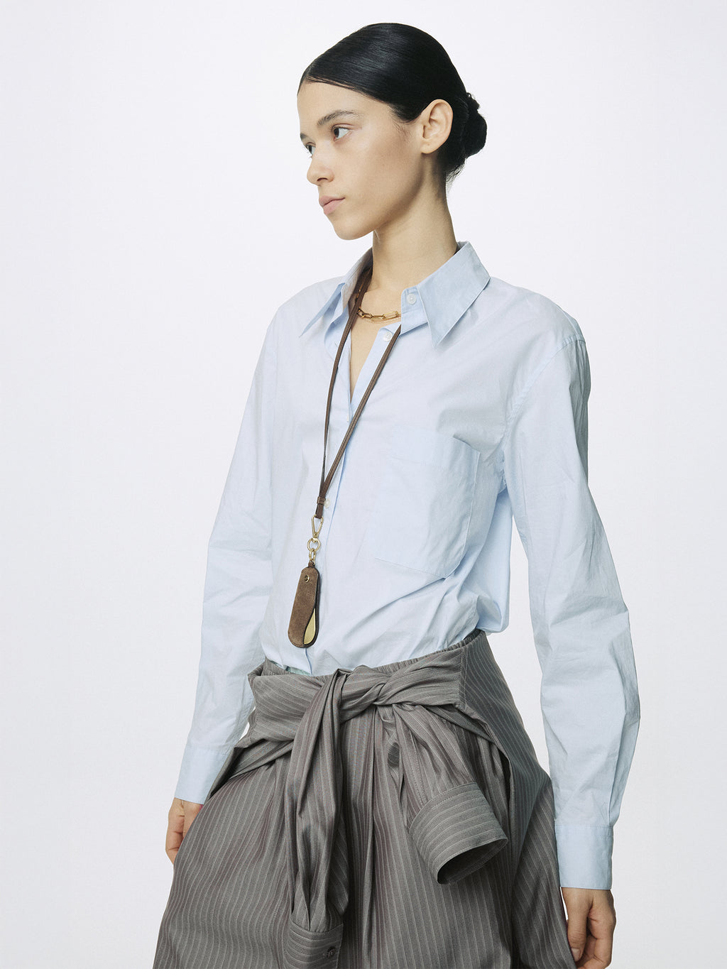 (W) COTTON HIGH-DENSITY SHIRT_ SKY BLUE