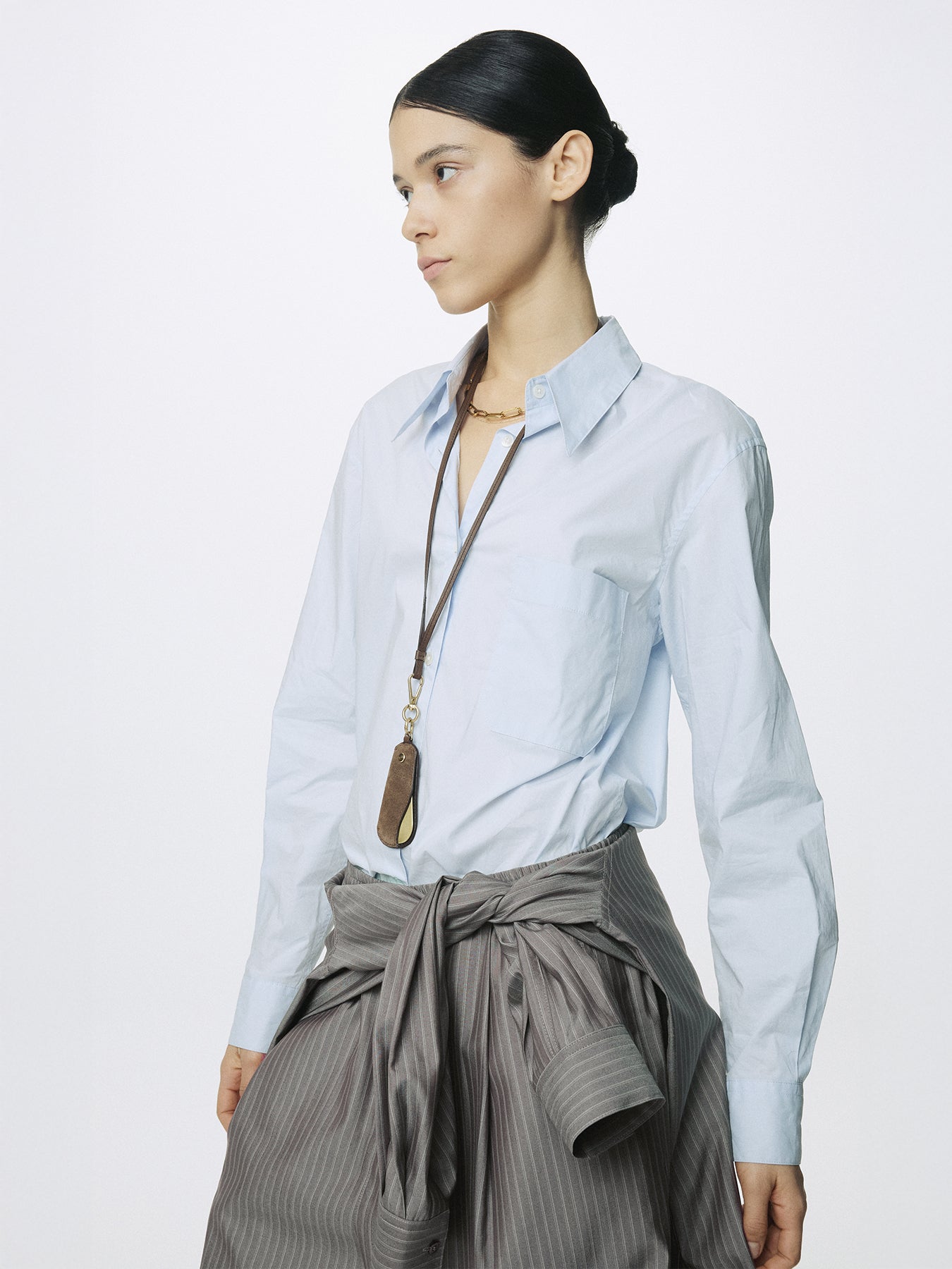 (W) COTTON HIGH-DENSITY SHIRT_ SKY BLUE
