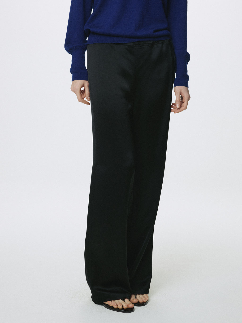 (W) DRAWSTRING LOUNGE PANTS_ BLACK