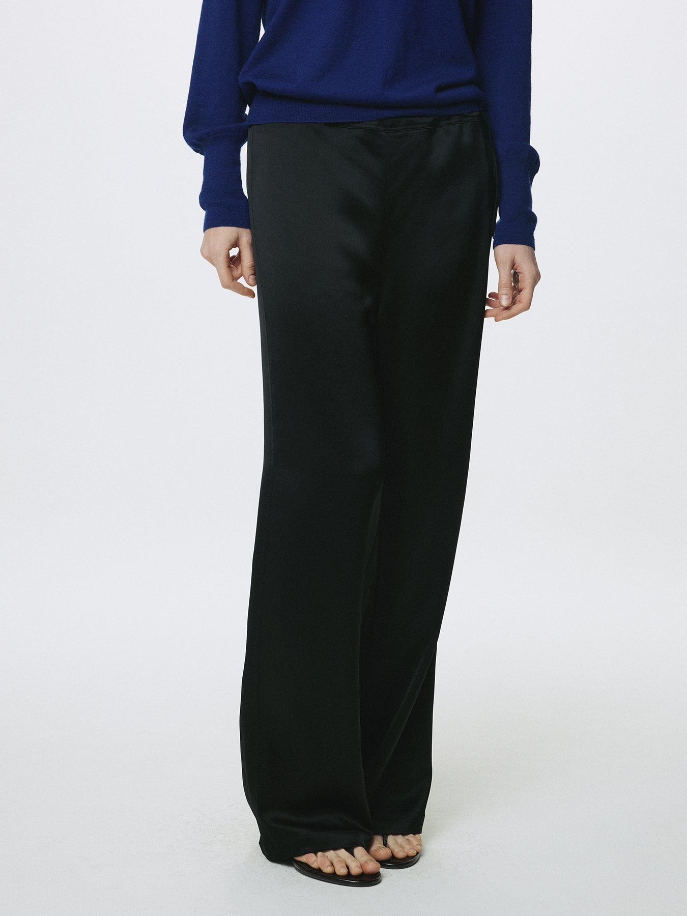 (W) DRAWSTRING LOUNGE PANTS_ BLACK