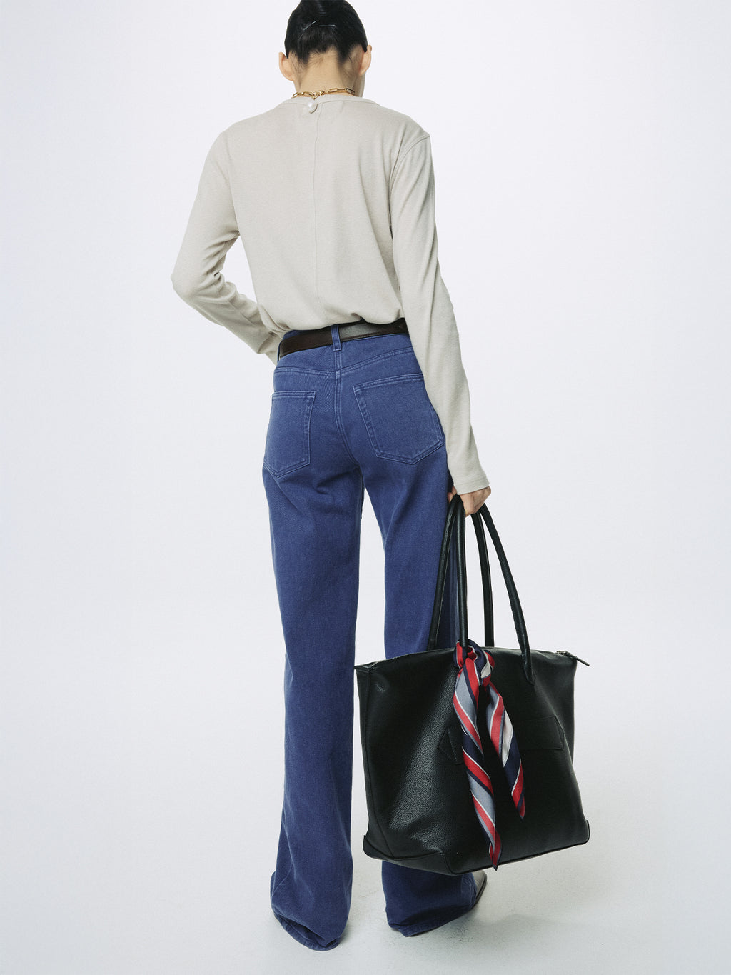 (W) WASHED COTTON STRAIGHT PANTS_ WASHED BLUE