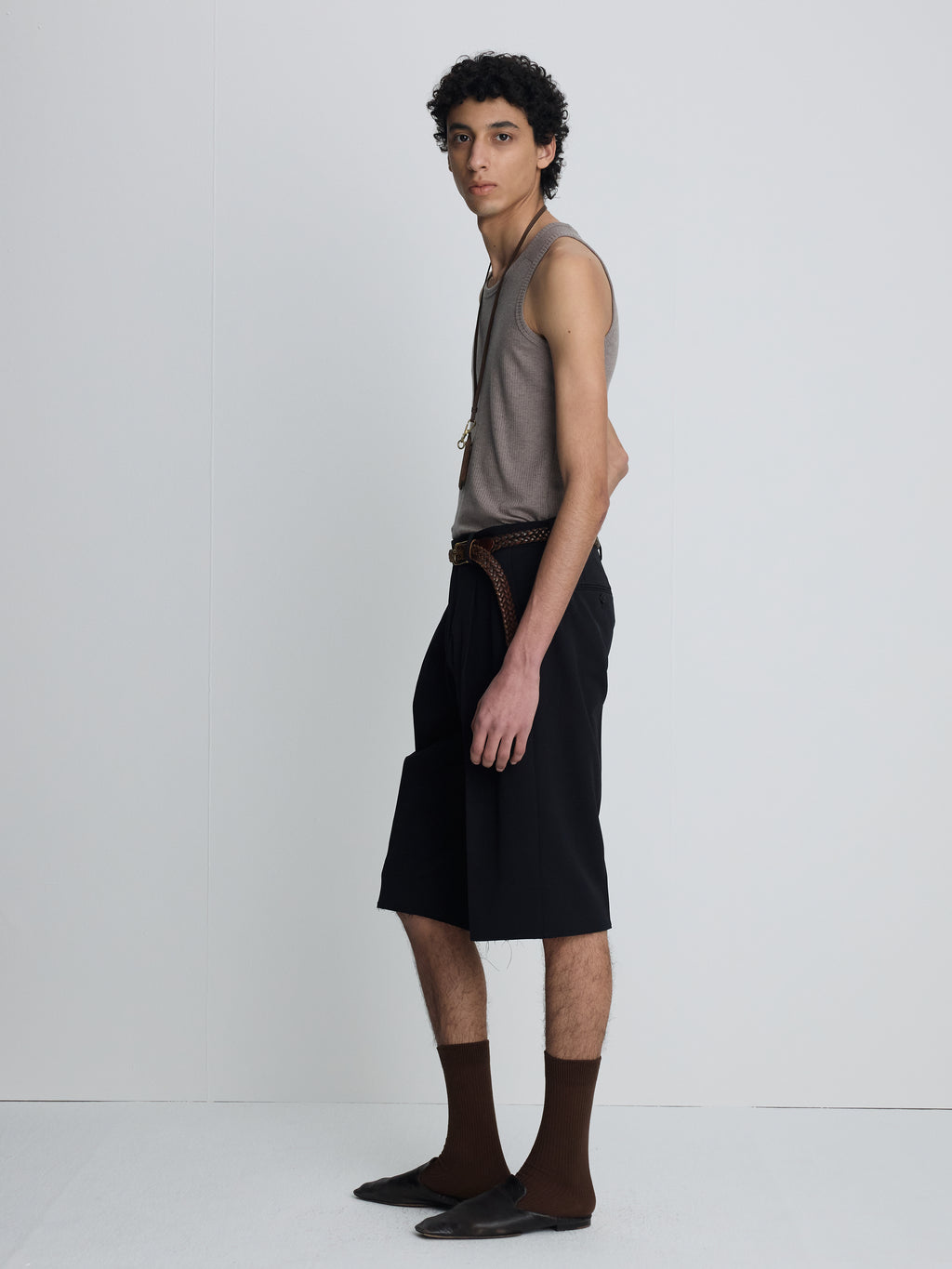SILK LYOCELL RIB TANK TOP (JAPANESE FABRIC)_ TAUPE