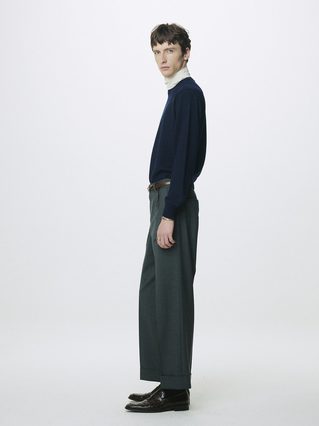 SPRING WOOL CREW NECK KNIT_ DARK NAVY