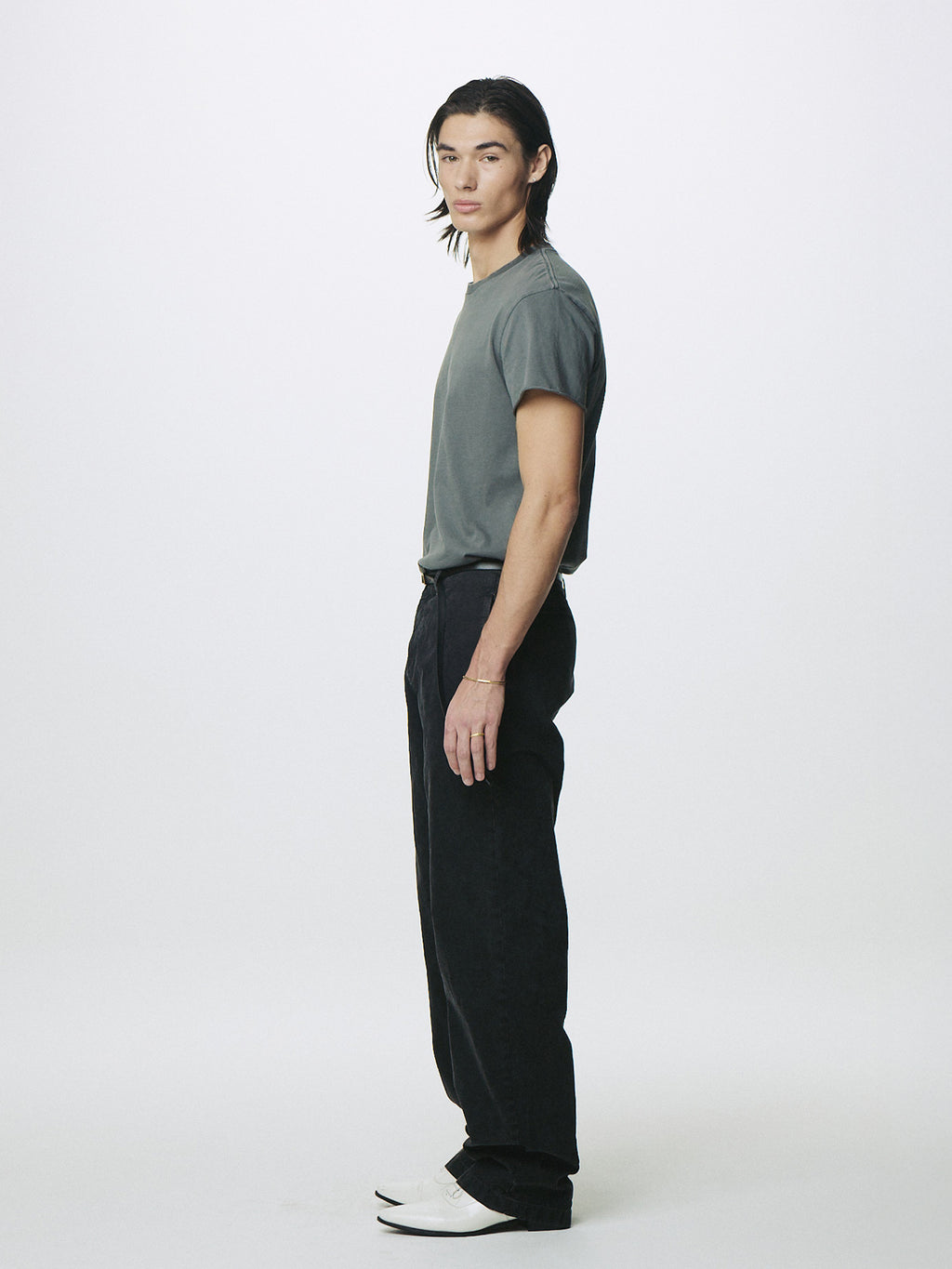 GARMENT DYED COTTON STRAIGHT PANTS_ FADED BLACK