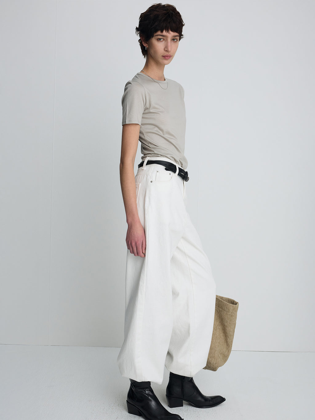 (W) TENCEL SHORT SLEEVE T-SHIRT_ LIGHT GREY