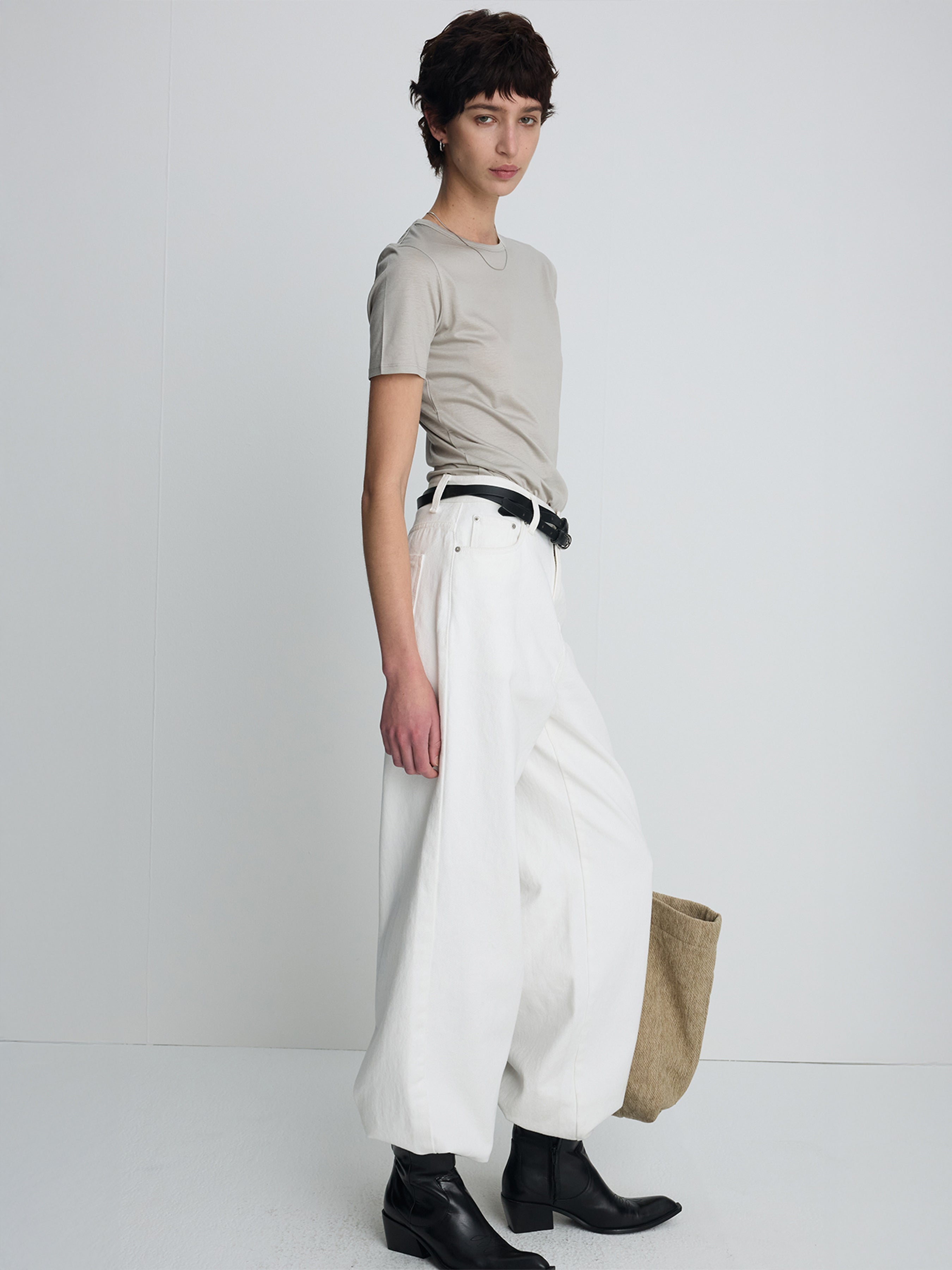 (W) TENCEL SHORT SLEEVE T-SHIRT_ LIGHT GREY