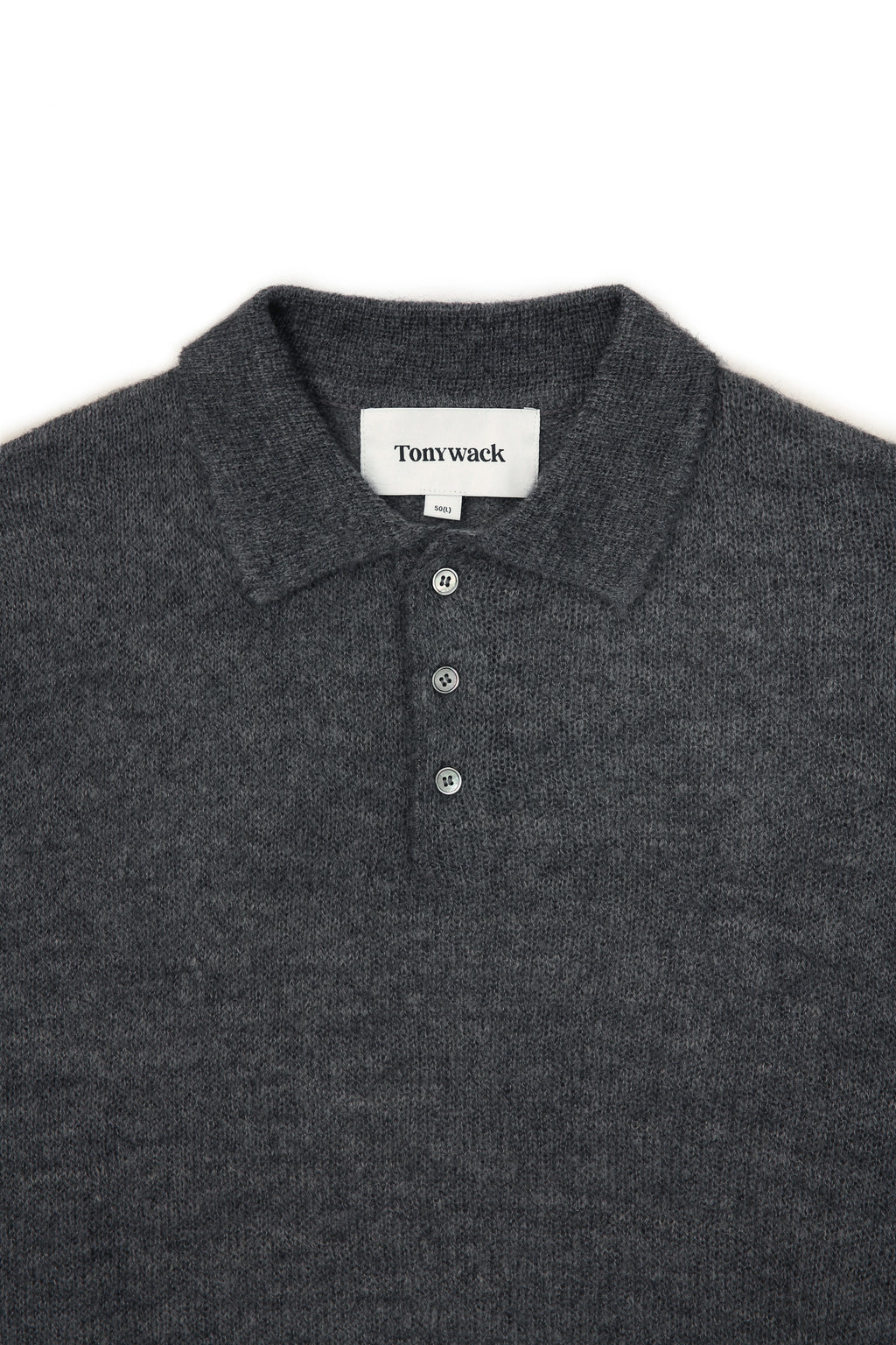 Italian Fabric Brushed Mohair Polo knit_ Charcoal