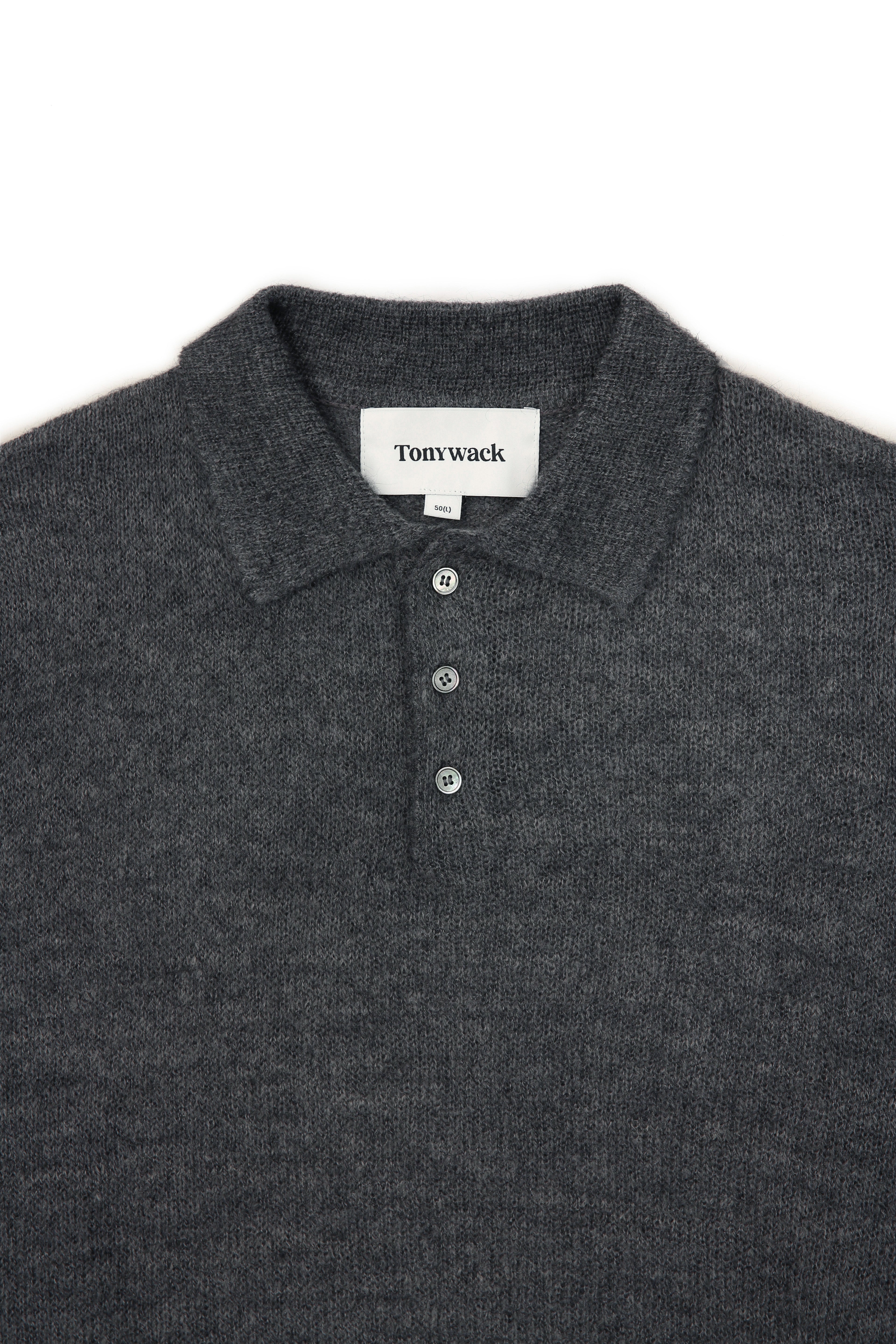 Italian Fabric Brushed Mohair Polo knit_ Charcoal