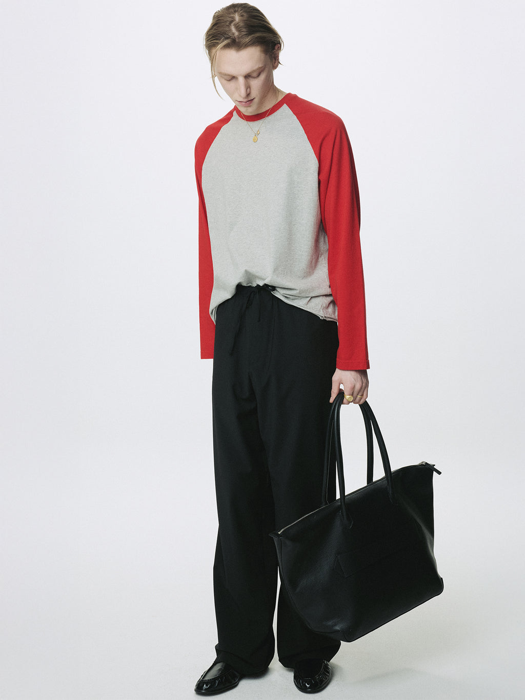 TROPICAL WOOL DRAWSTRING PANTS_ BLACK