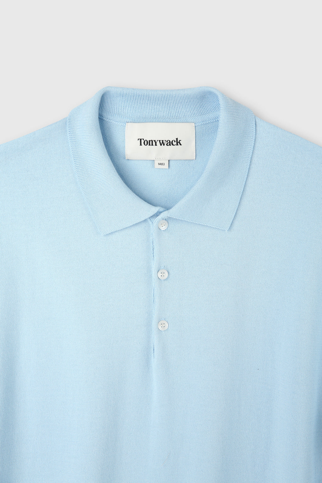 High Gauge Silk Cotton Polo Knit_ Baby Blue