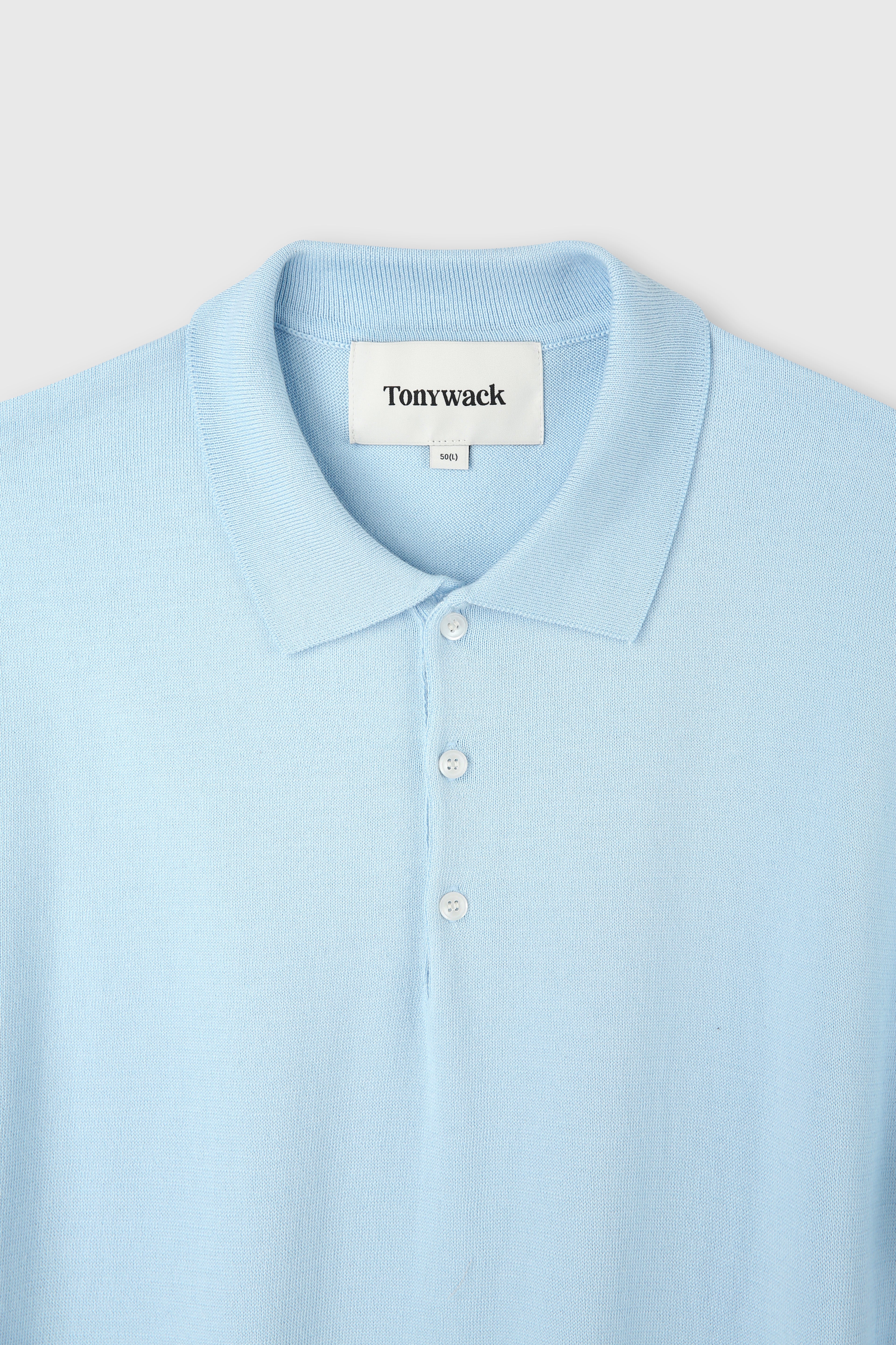 High Gauge Silk Cotton Polo Knit_ Baby Blue