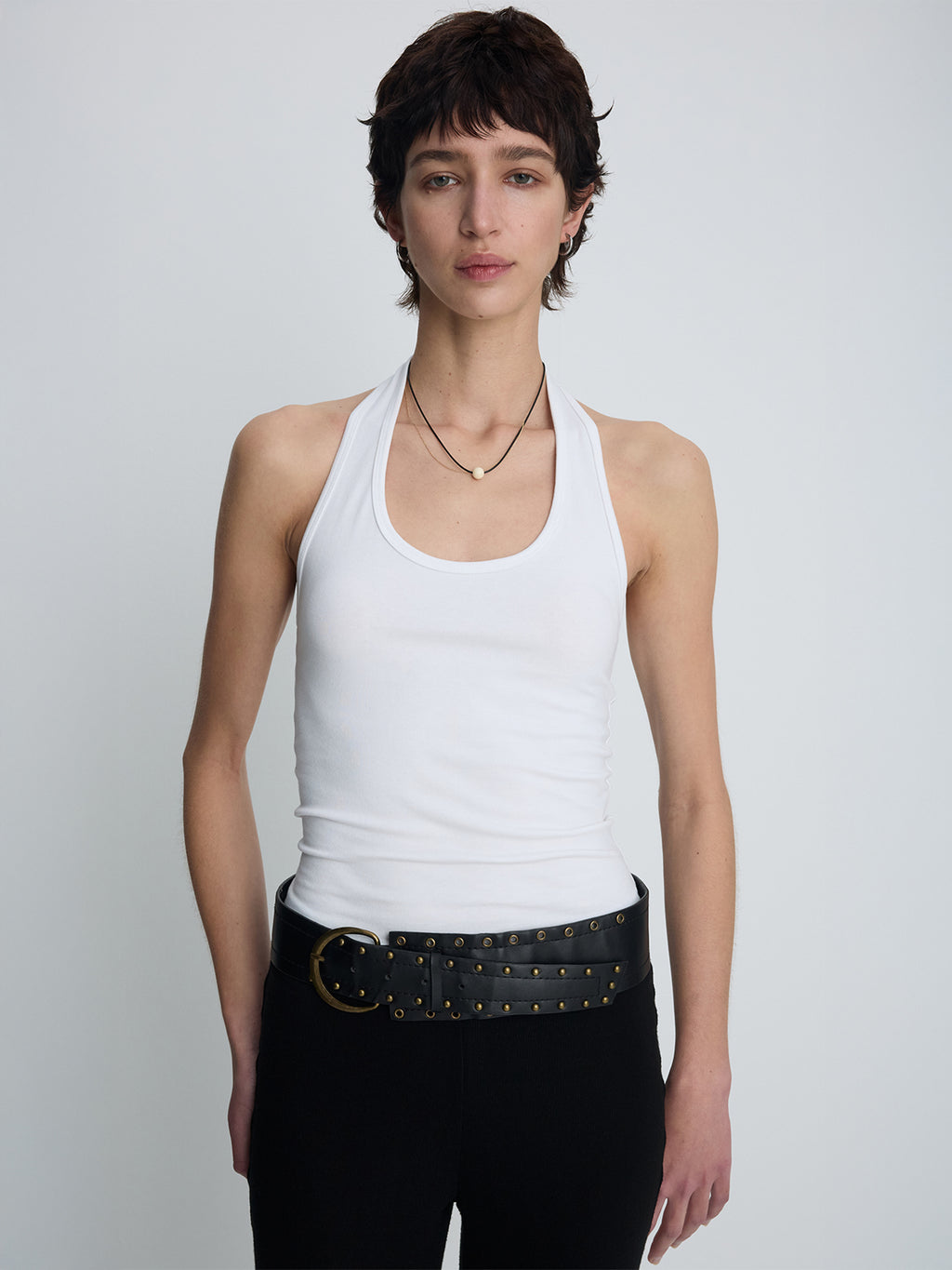 (W) HALTER-NECK SLEEVELESS TOP_ OFF WHITE