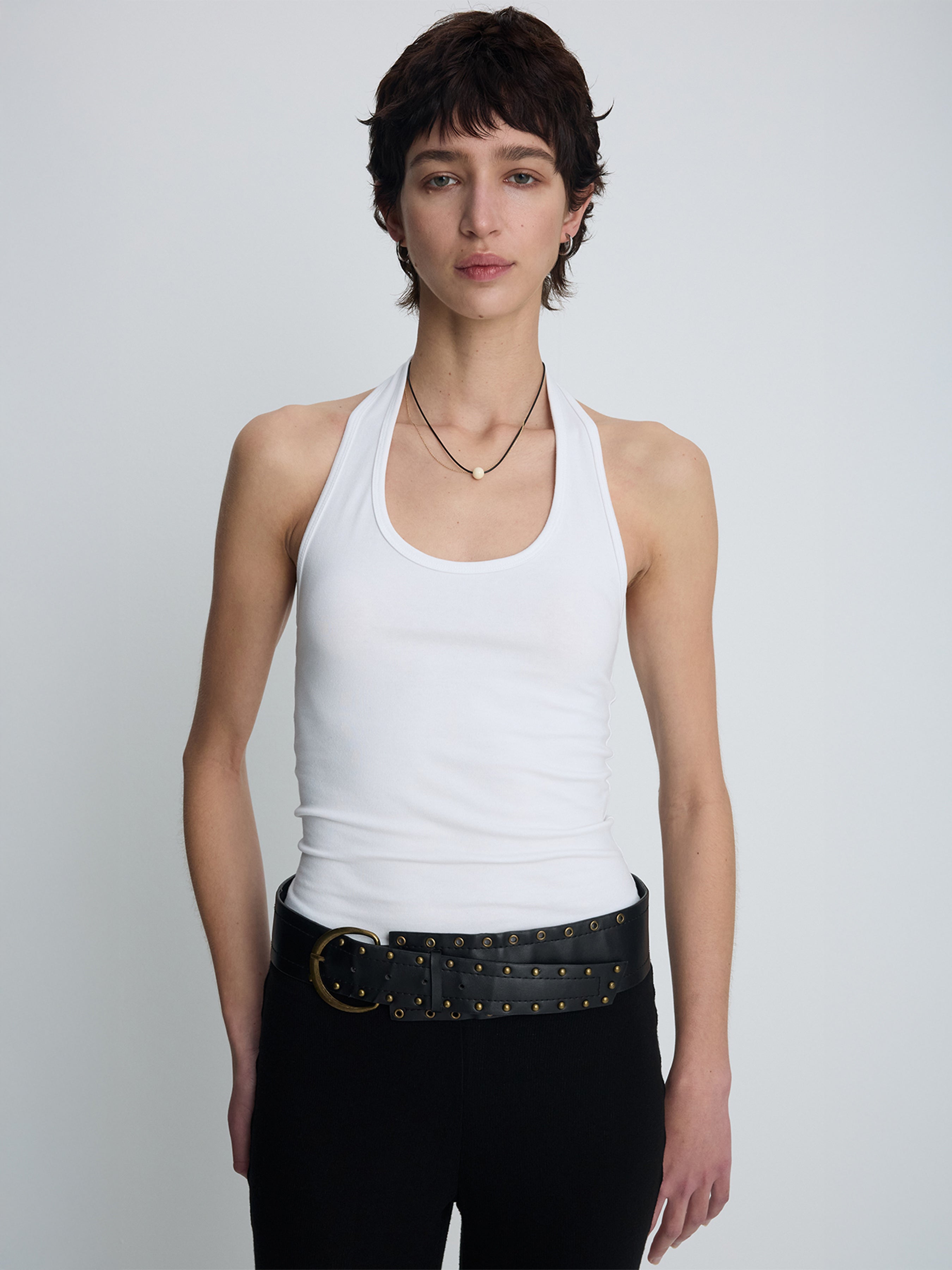 (W) HALTER-NECK SLEEVELESS TOP_ OFF WHITE