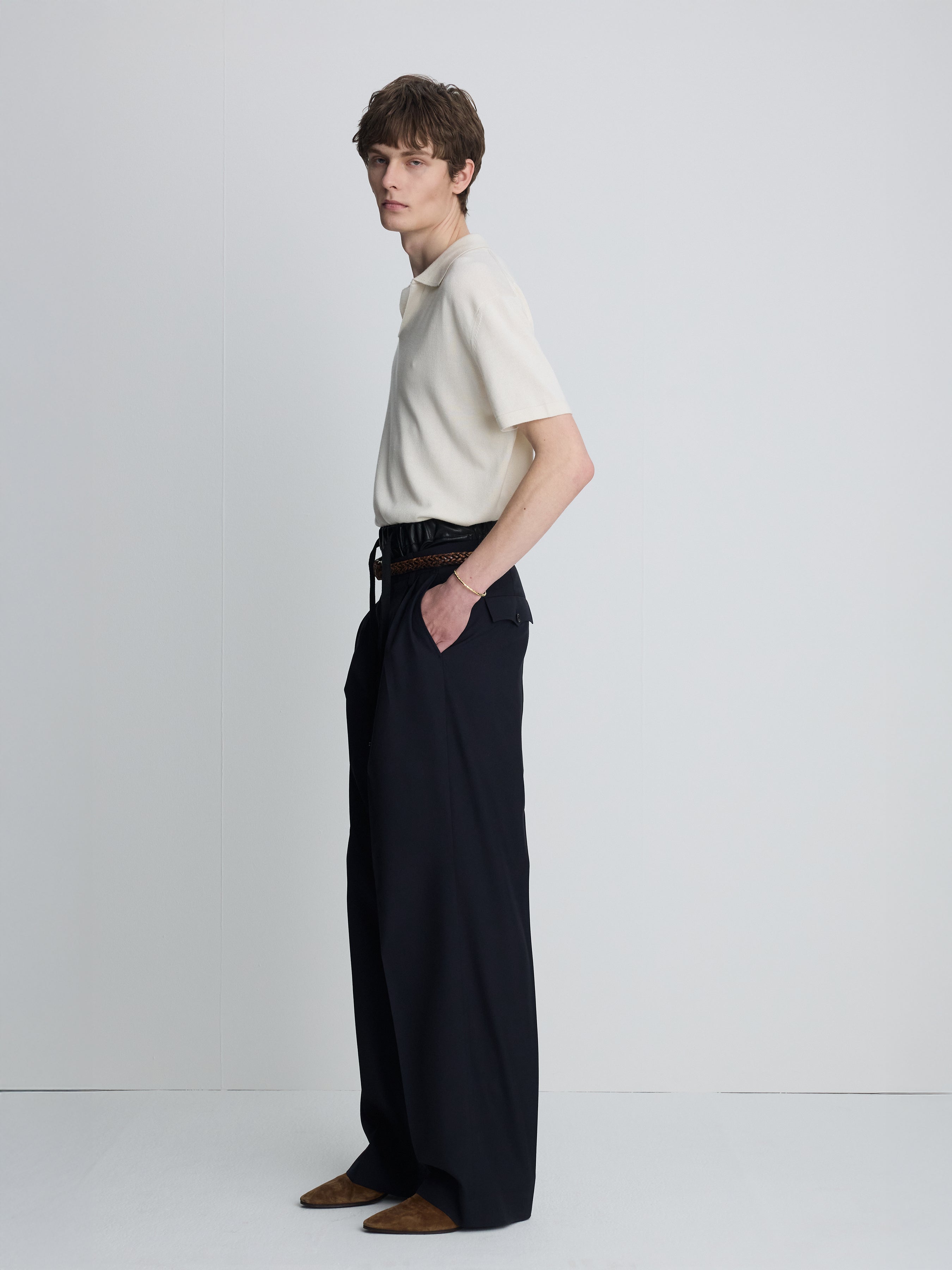 SILK CASHMERE OPEN COLLAR KNIT_ ECRU
