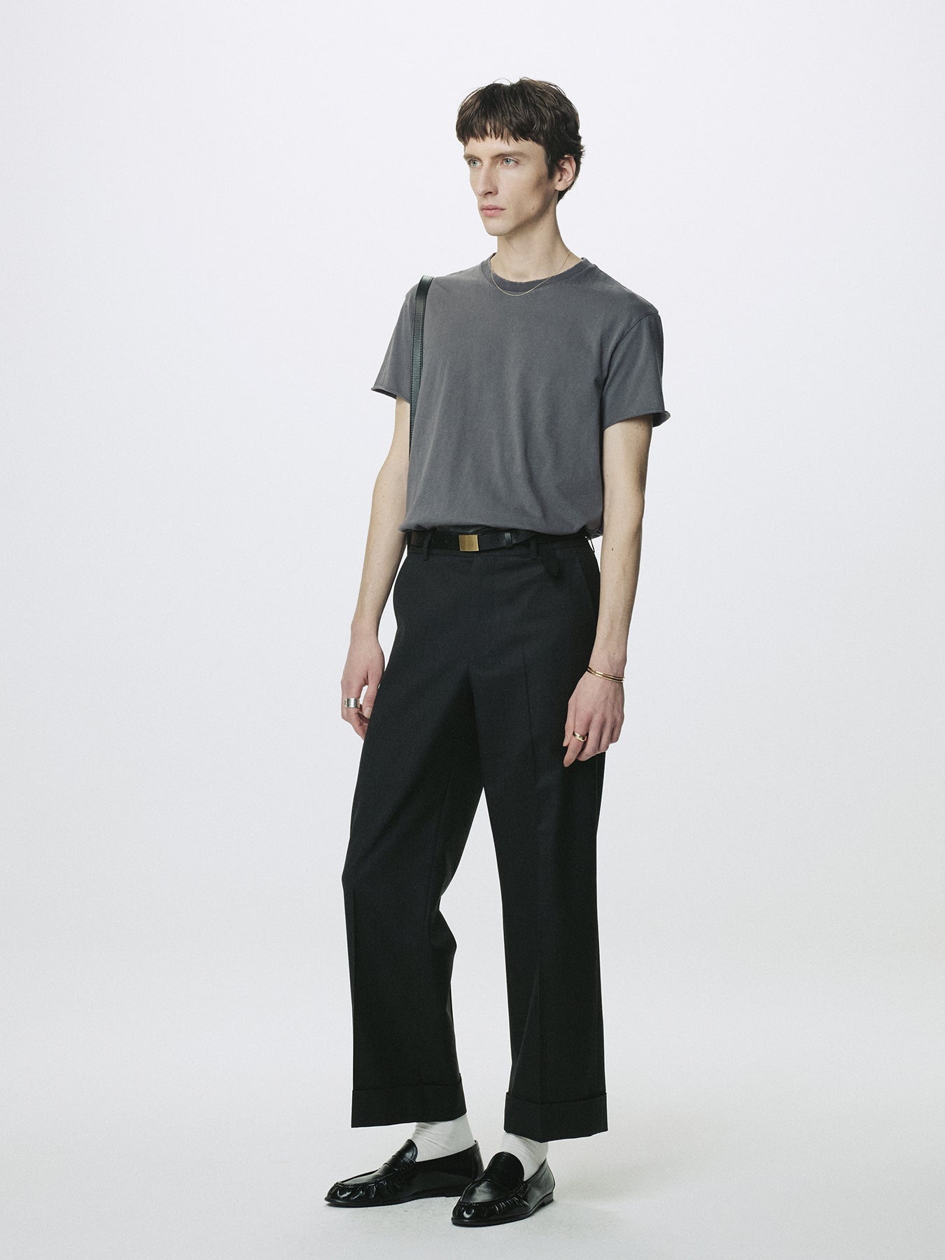 GARMENT DYED RAW EDGE T-SHIRT_ FADED CARBON