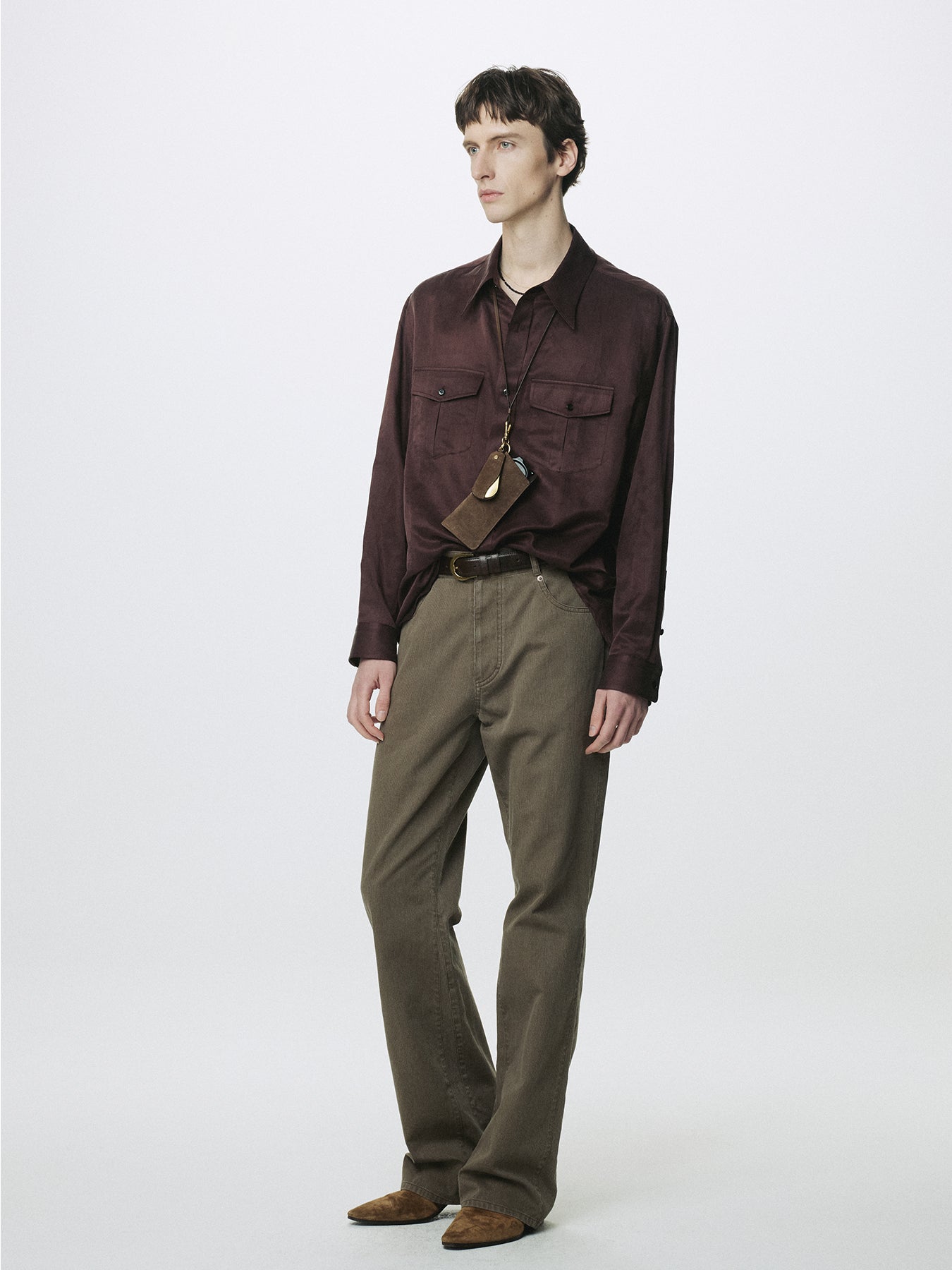 SILK COTTON DOUBLE POCKET SHIRT_ VINTAGE MAROON