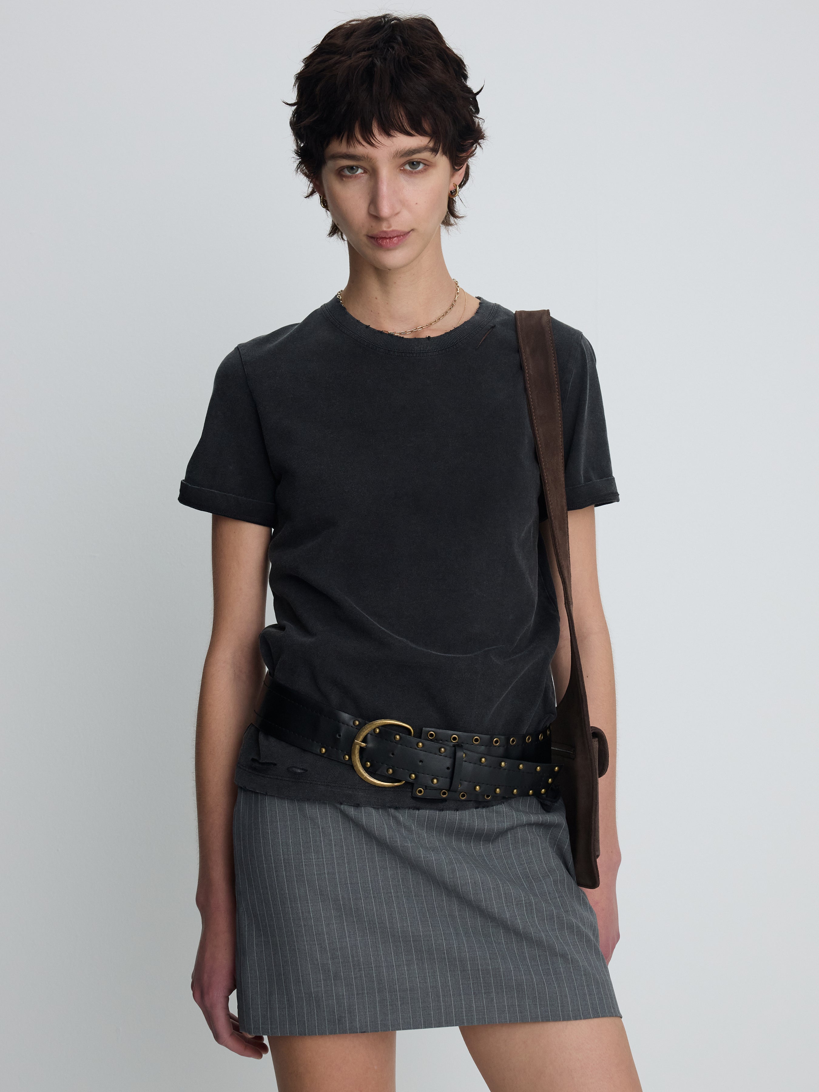 (W) GARMENT DYED VINTAGE COTTON T-SHIRT_ FADED BLACK