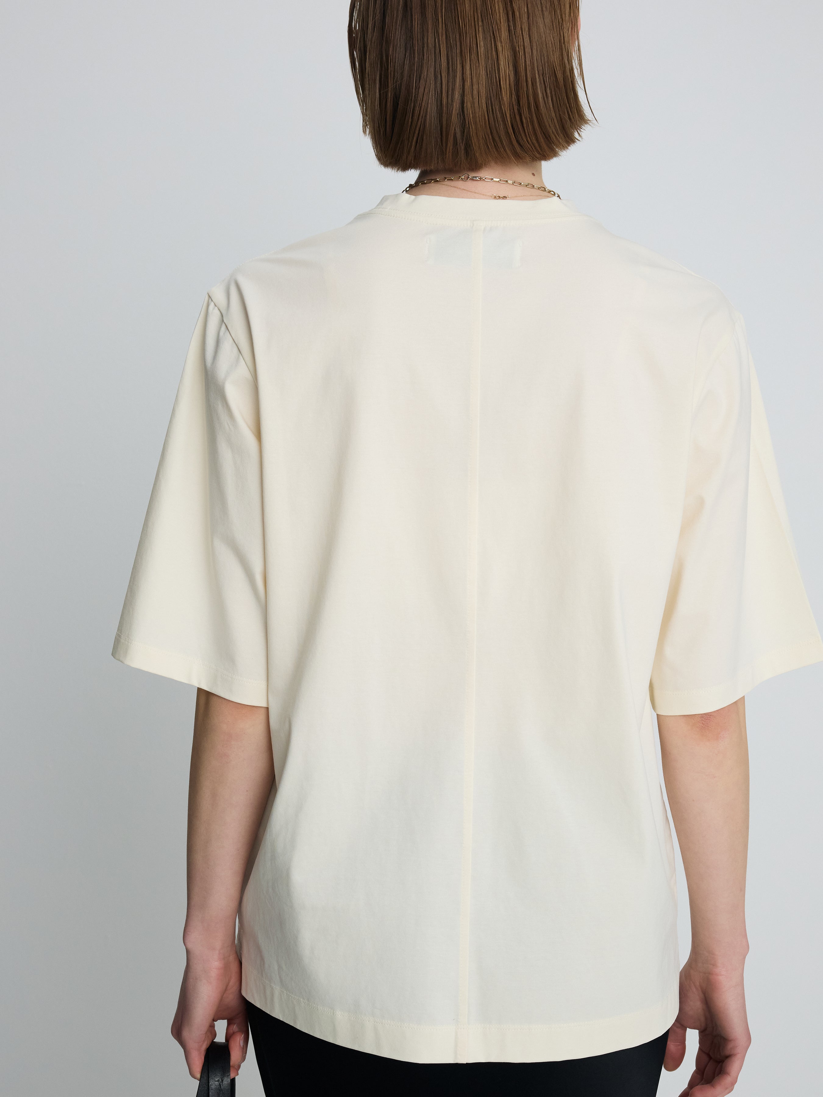 (W) HIGH-DENSITY RELAXED COTTON T-SHIRT_ PALE YELLOW