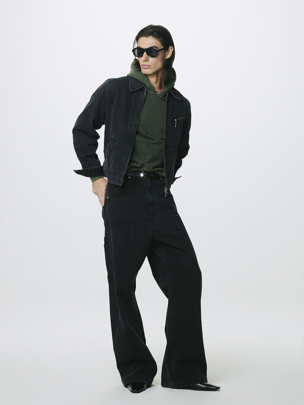 CORD TWILL DENIM ZIPPRERD JACKET_ FADED BLACK