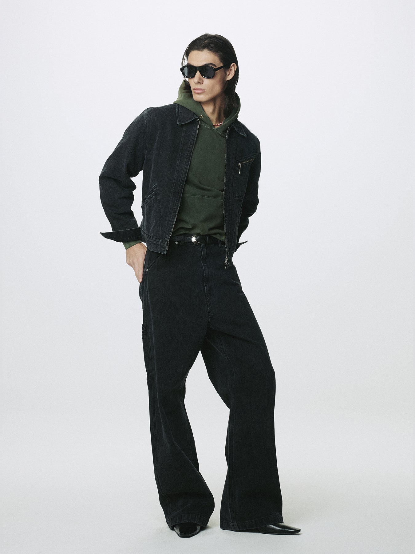 CORD TWILL DENIM ZIPPRERD JACKET_ FADED BLACK