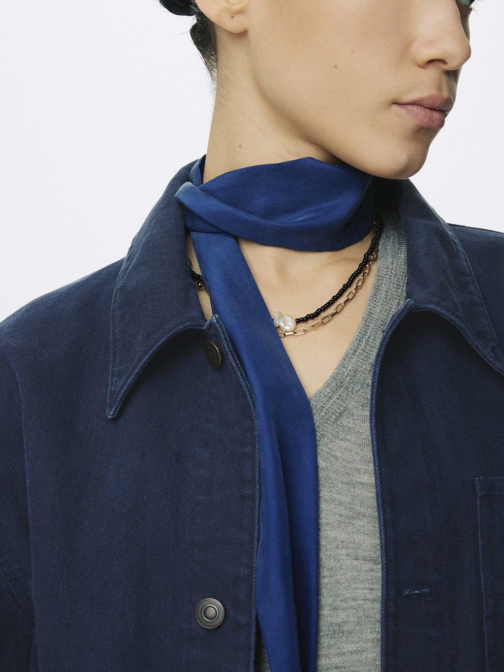 (W) GARMENT WASHED COTTON TWILL UTILITY JACKET_ PURPLE BLUE