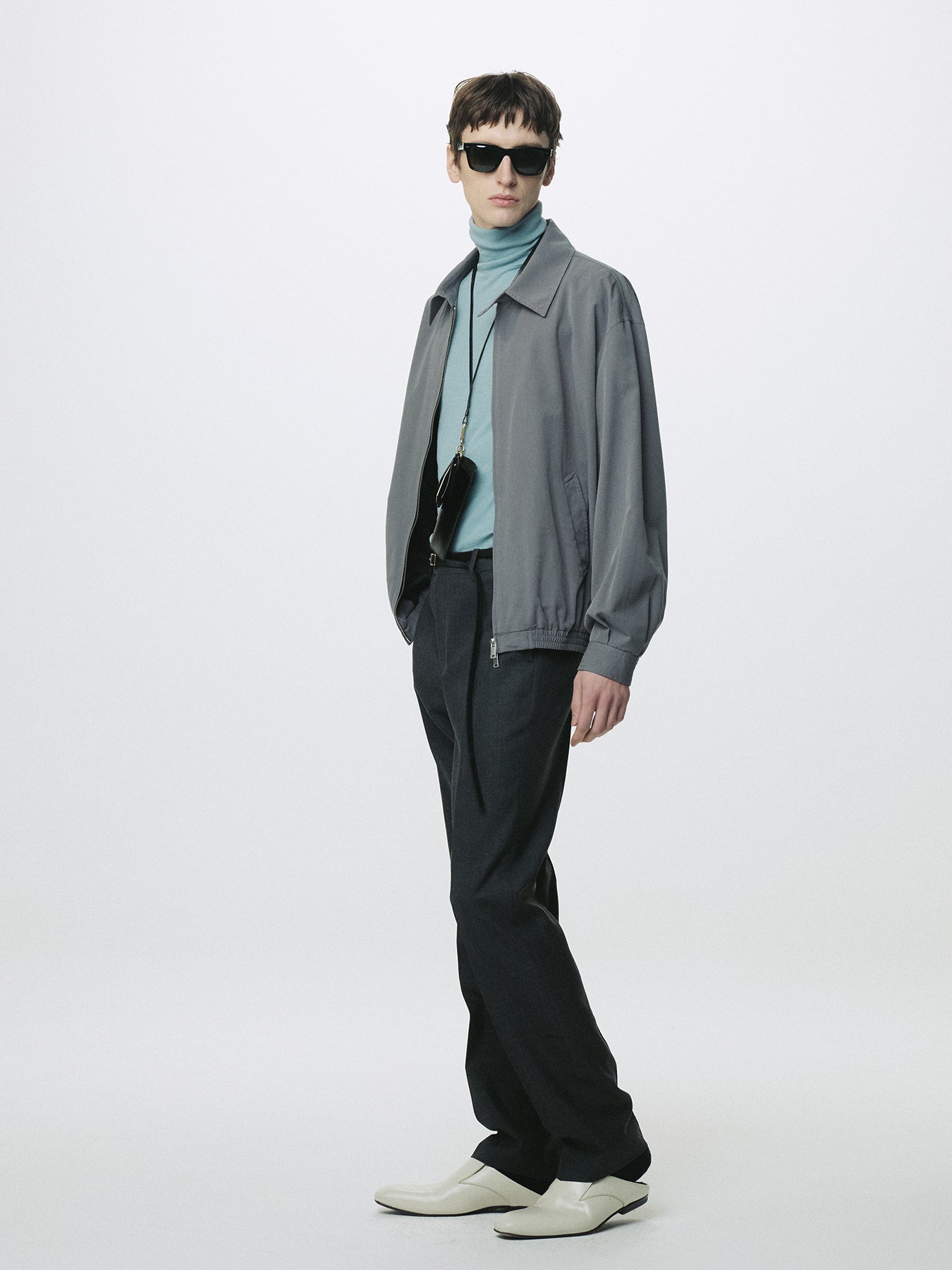 WASHED COTTON LYOCELL BLOUSON JACKET_ FADED CARBON