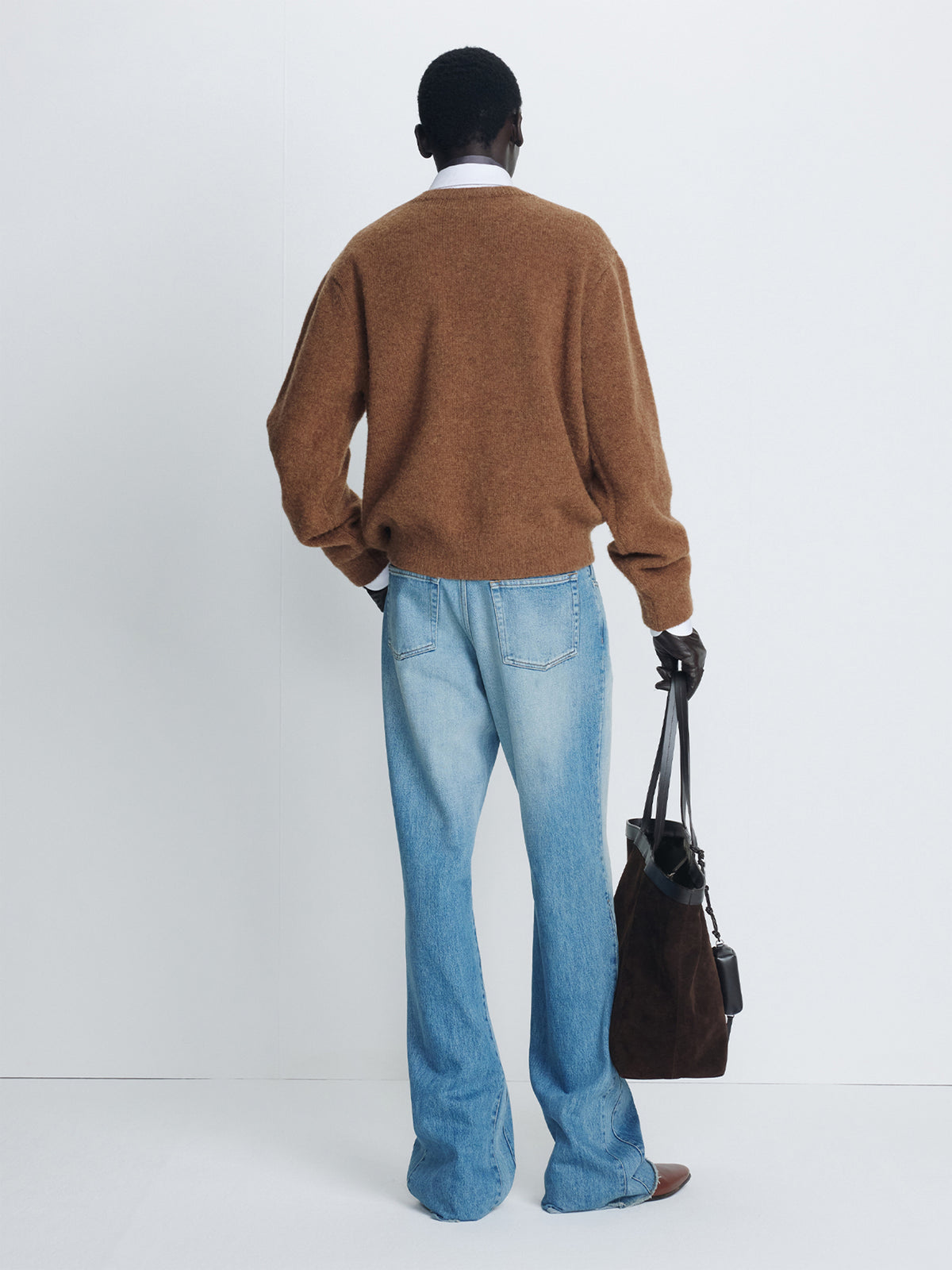 RE-CUT FLARED DENIM JEANS_ WORN BLUE