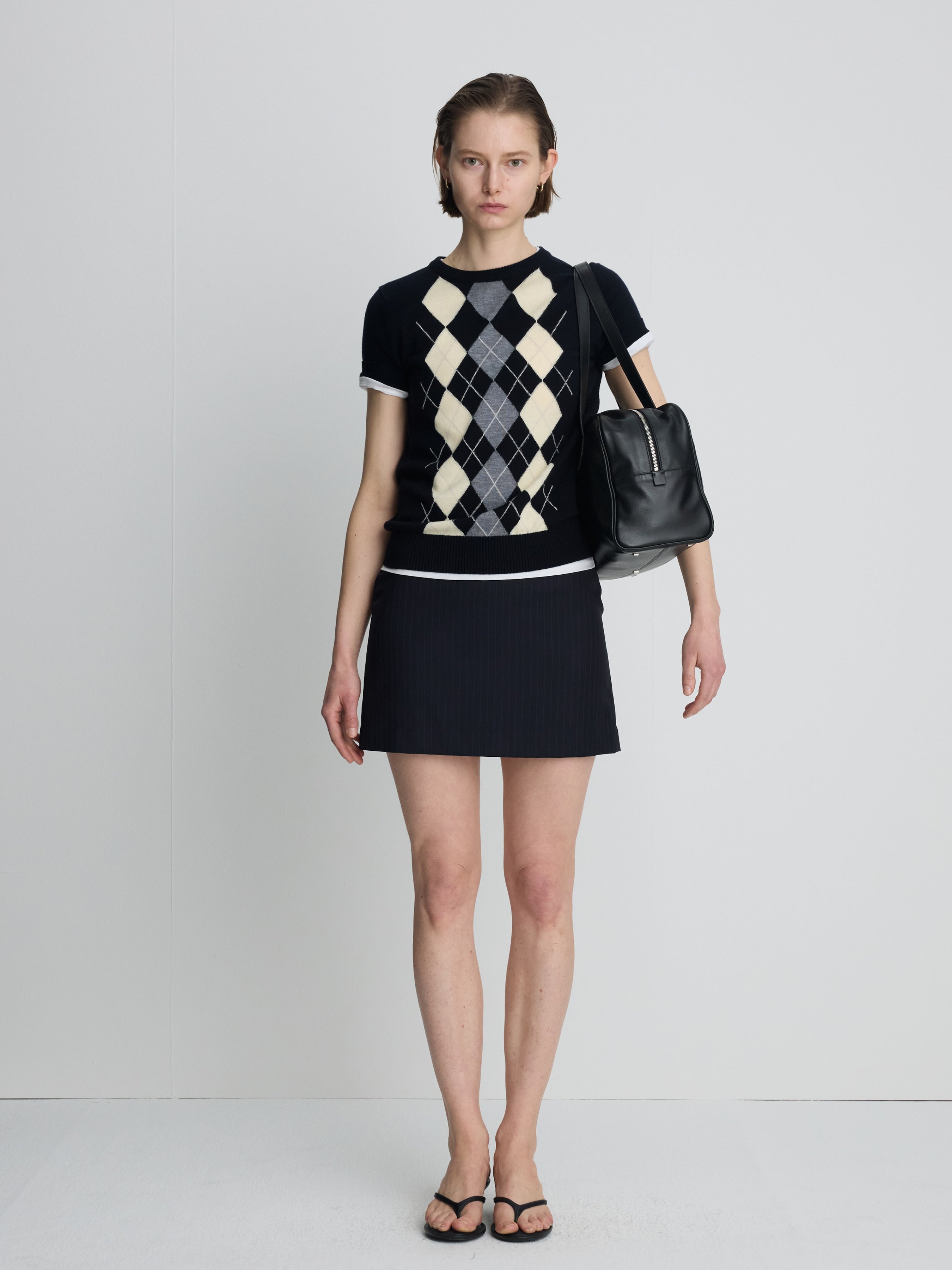 (W) WOOL PIN STRIPED MINI SKIRT_ NAVY PINSTRIPE