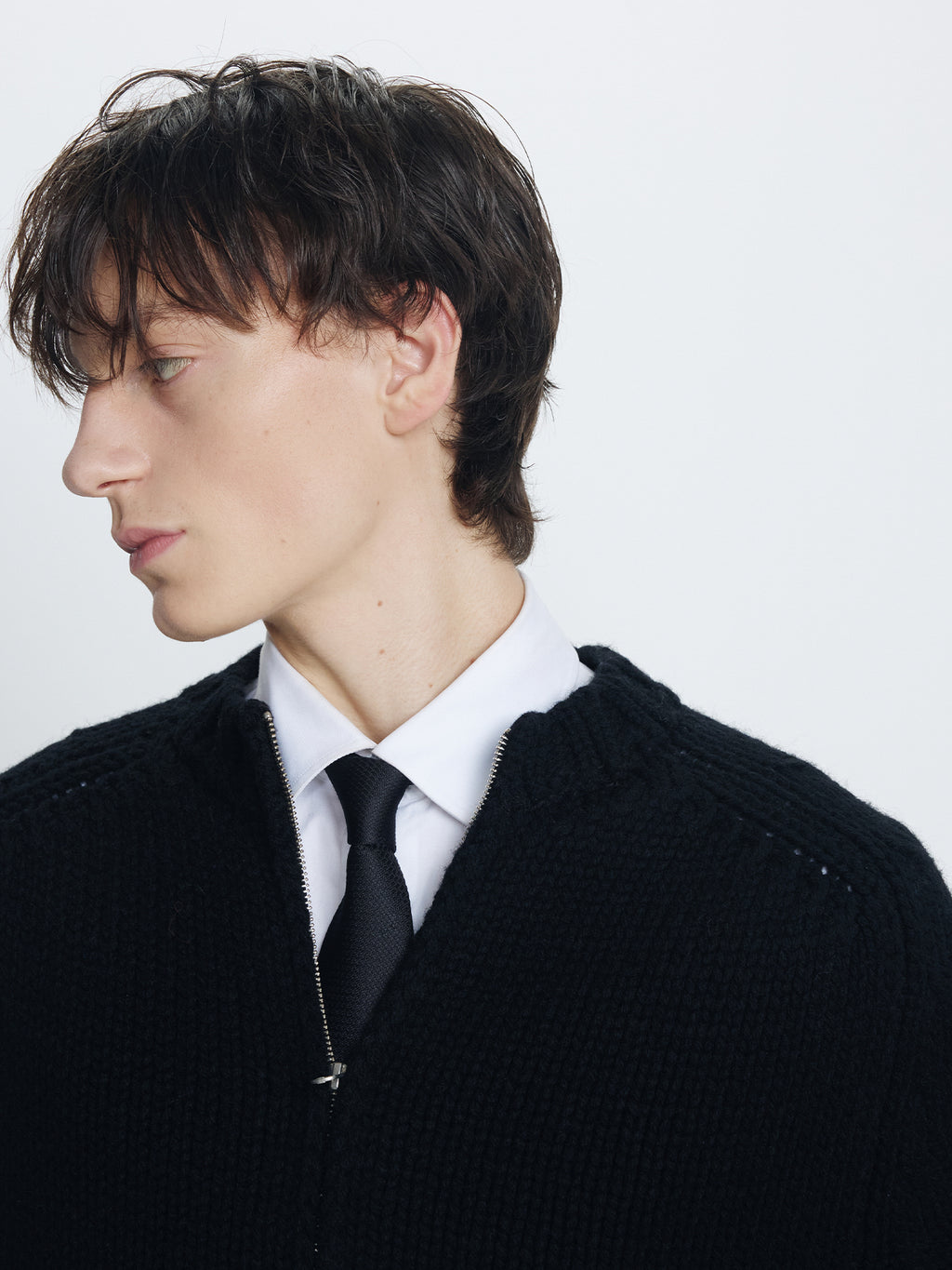 WAFFLE SOLID SILK TIE_ BLACK