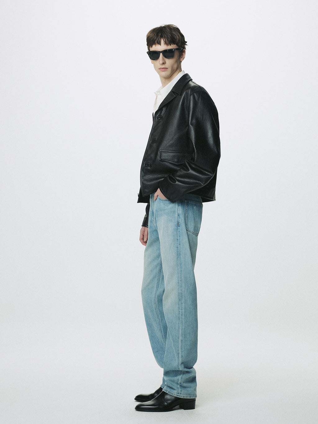 SLIM STRAIGHT DENIM JEANS_ LIGHT BLUE