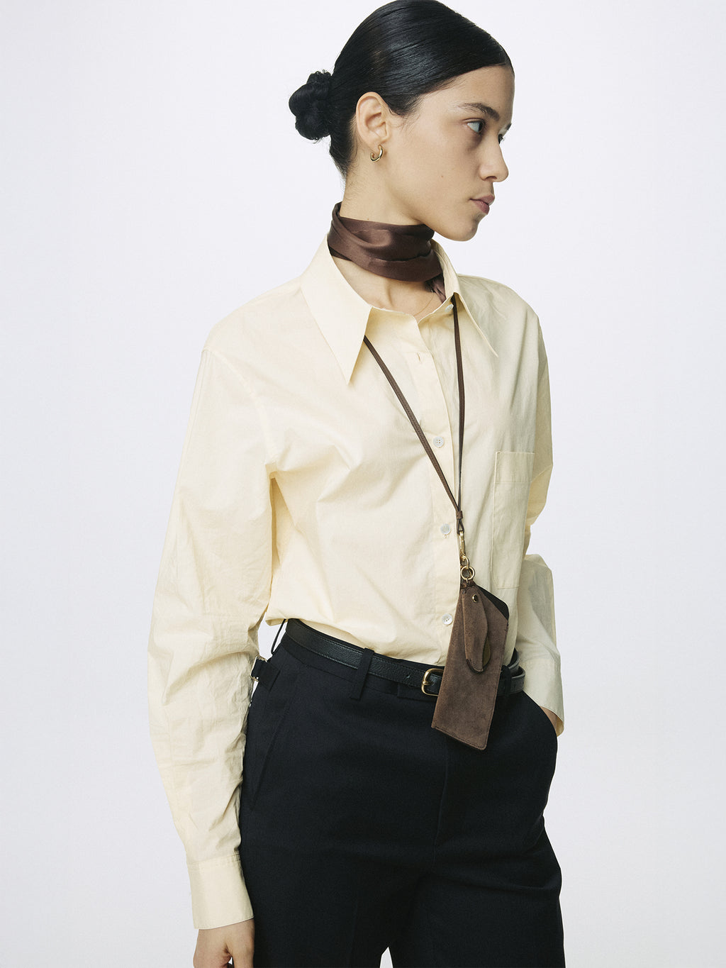 (W) COTTON HIGH-DENSITY SHIRT_ PALE YELLOW