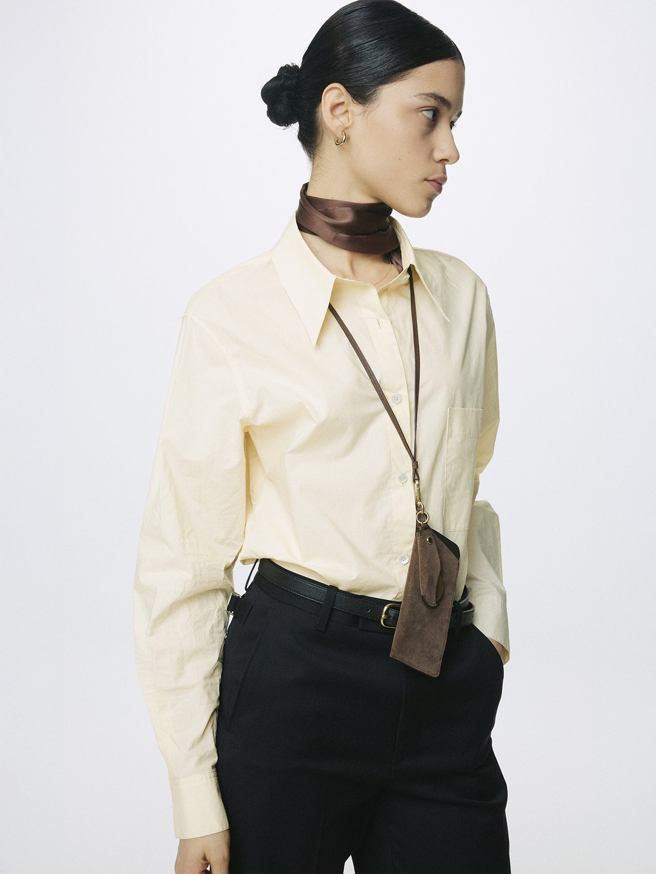 (W) COTTON HIGH-DENSITY SHIRT_ PALE YELLOW