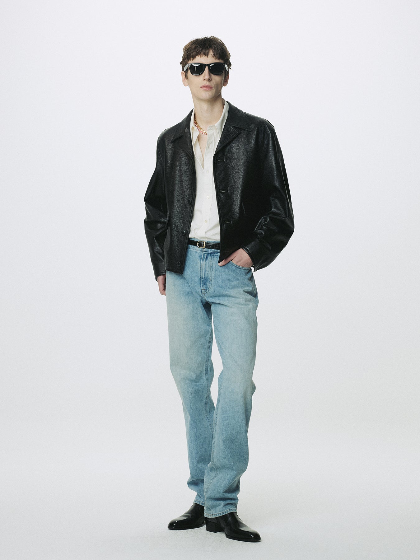 VINTAGE LAMB LEATHER BLOUSON_ BLACK
