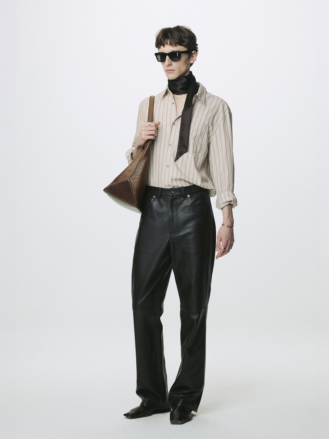STRIPED COTTON SHIRT_ WARM GREY
