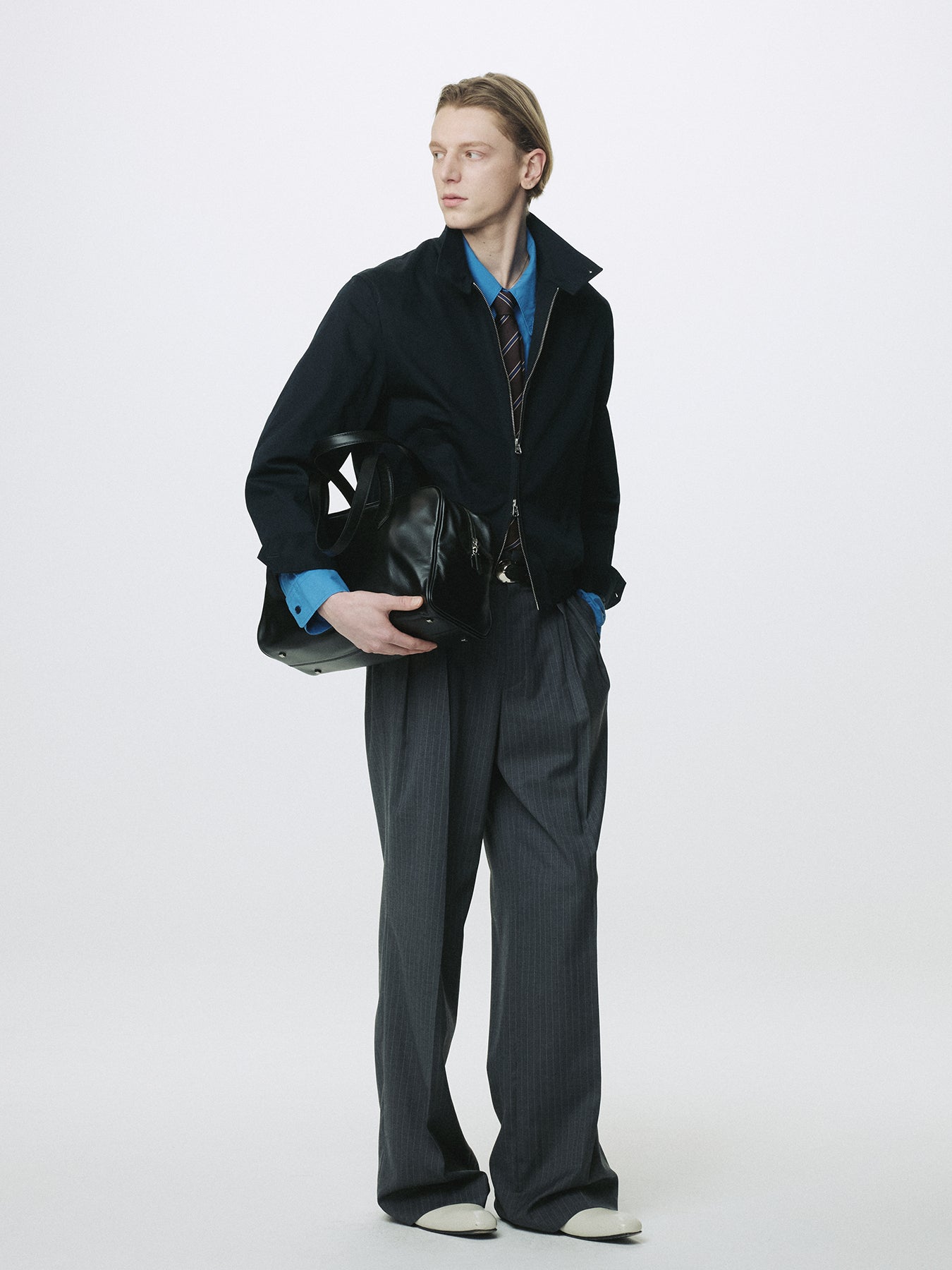 HIGH DENSITY COTTON HARRINGTON JACKET_ NAVY