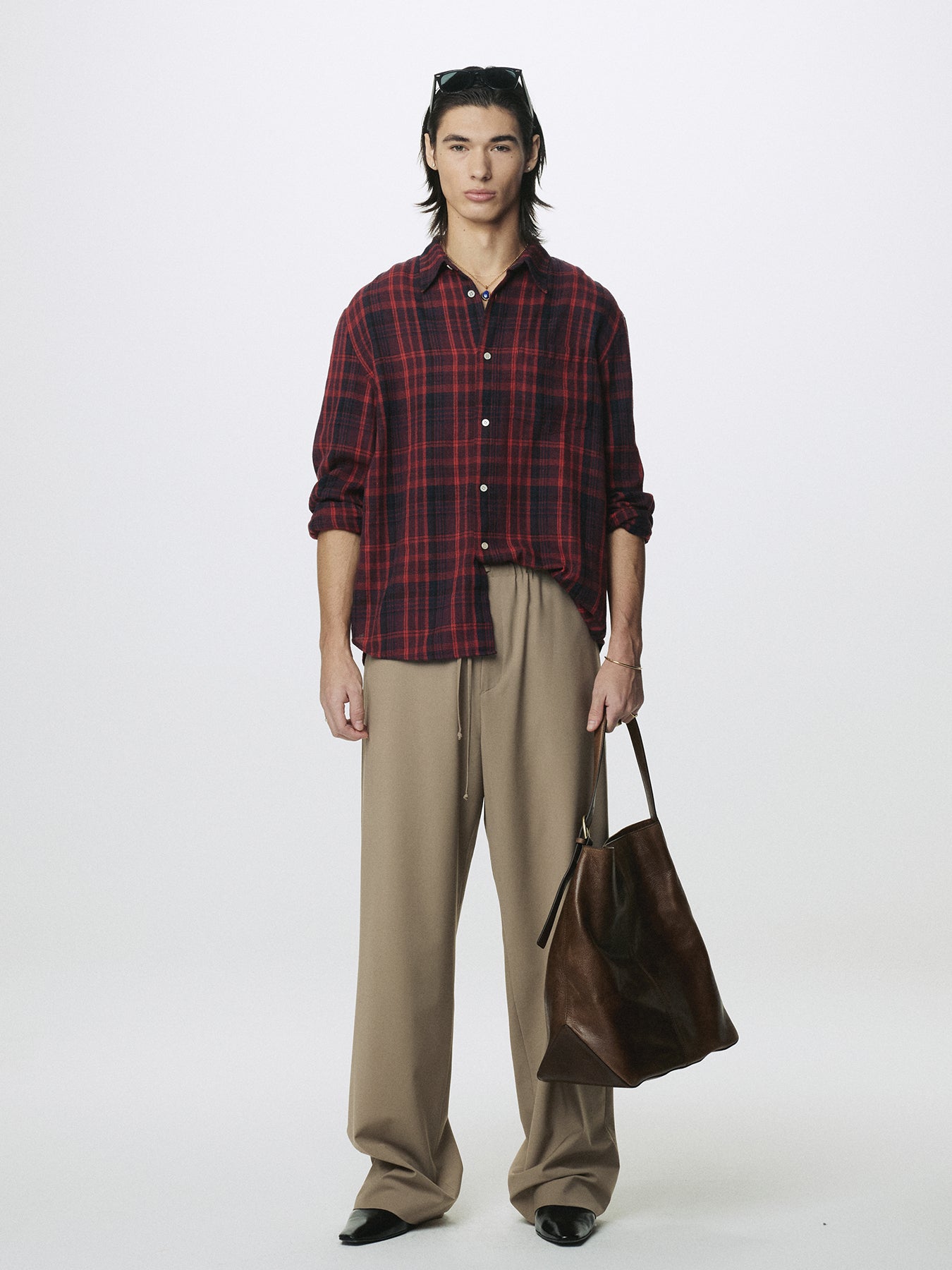 TROPICAL WOOL DRAWSTRING PANTS_ BEIGE
