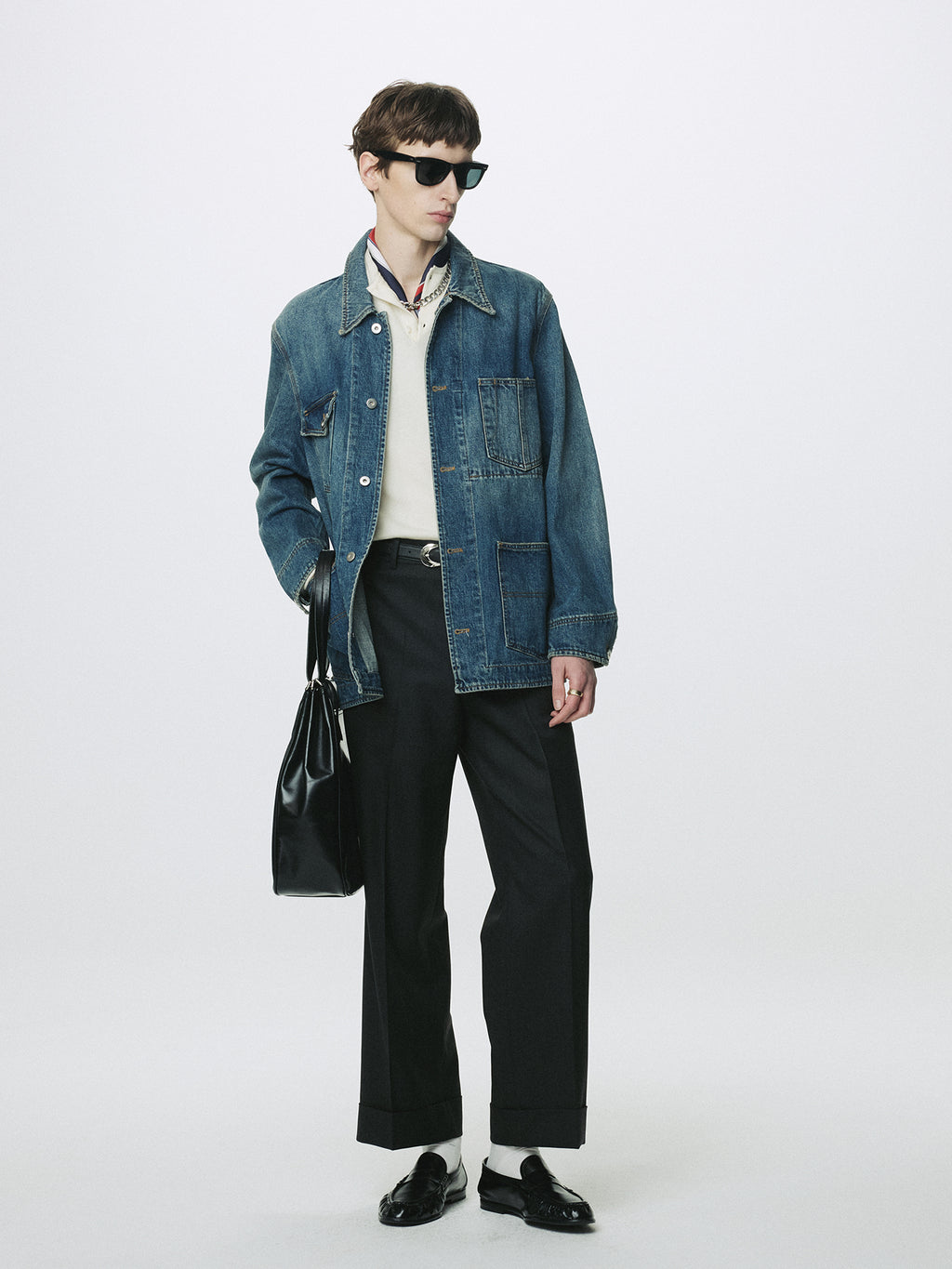 GARMENT WASHED DENIM CHORE JACKET_ WASHED BLUE