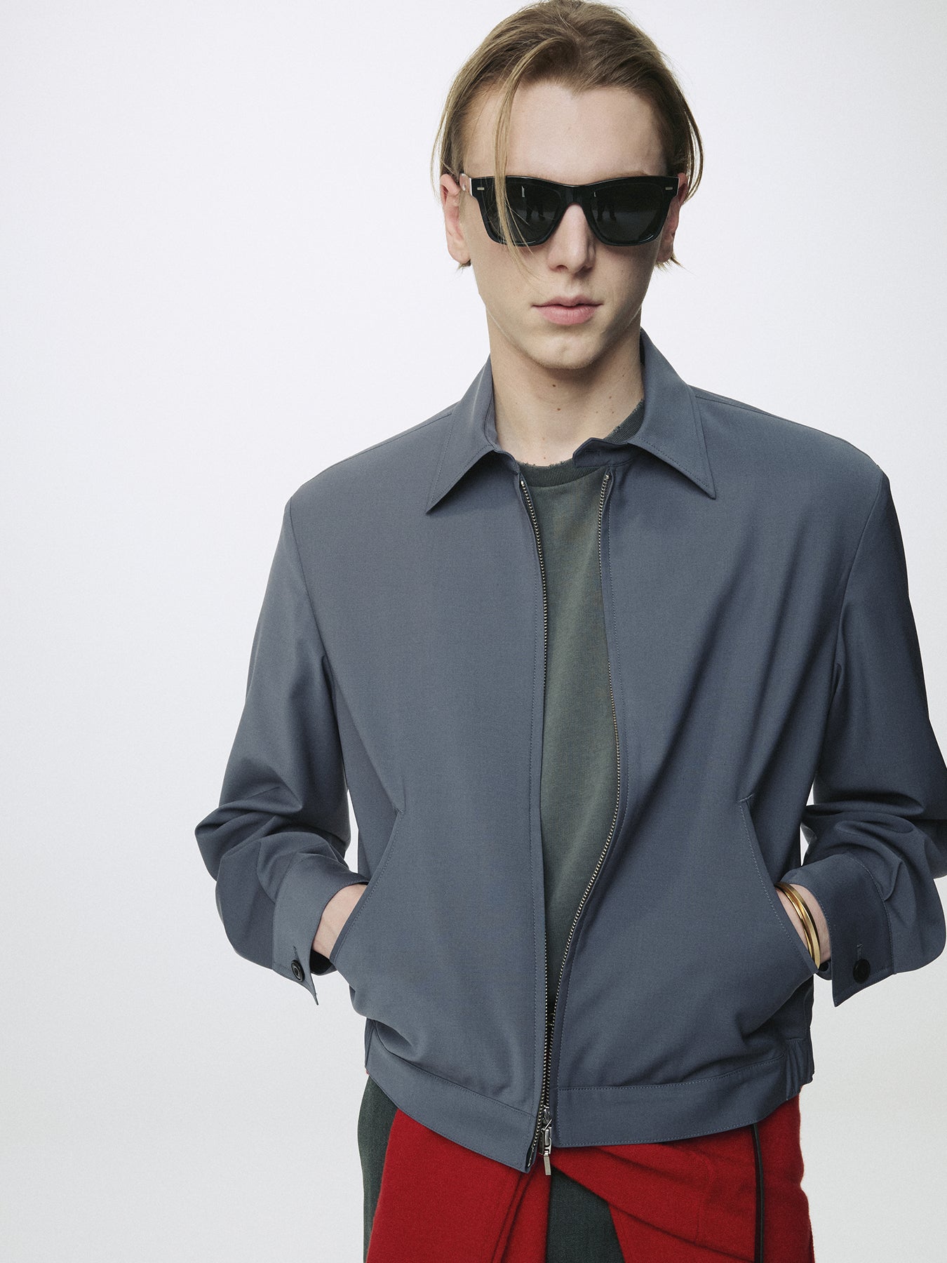 TROPICAL WOOL BLOUSON JACKET_ SLATE GREY