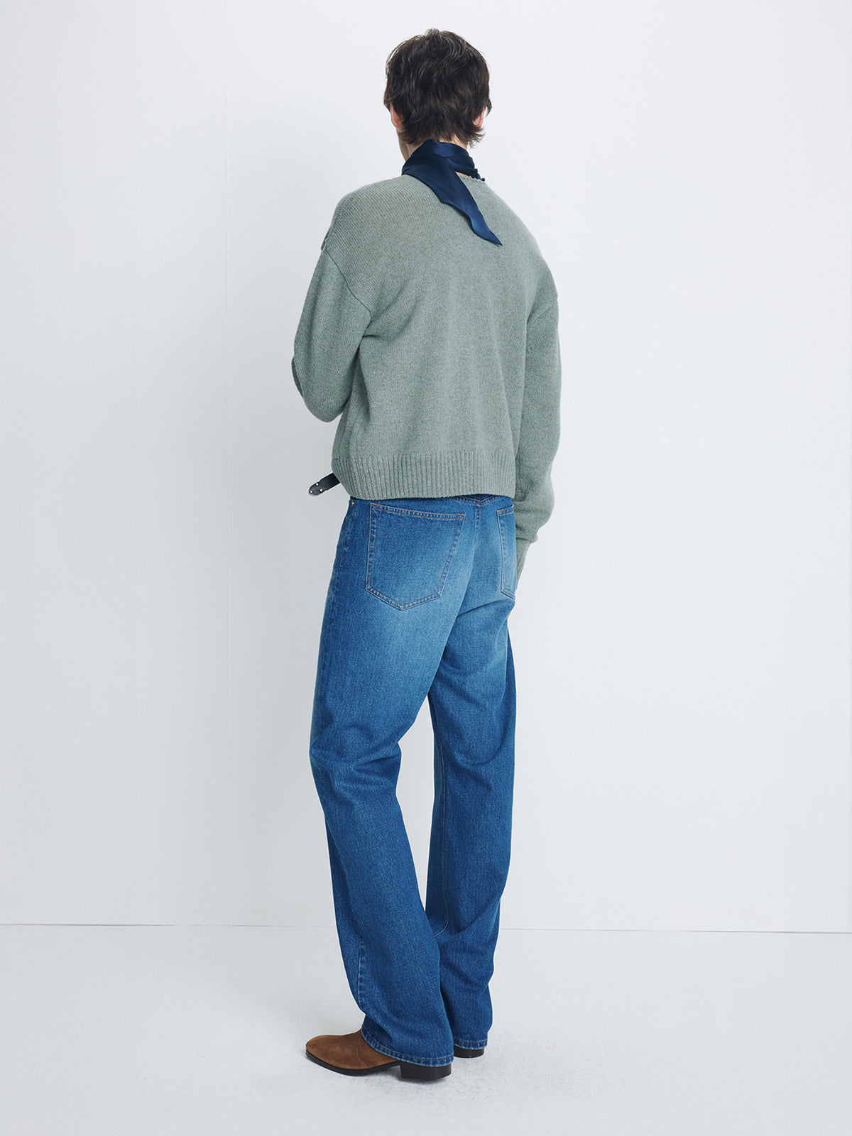 LOOSE STRAIGHT DENIM JEANS_ MID BLUE