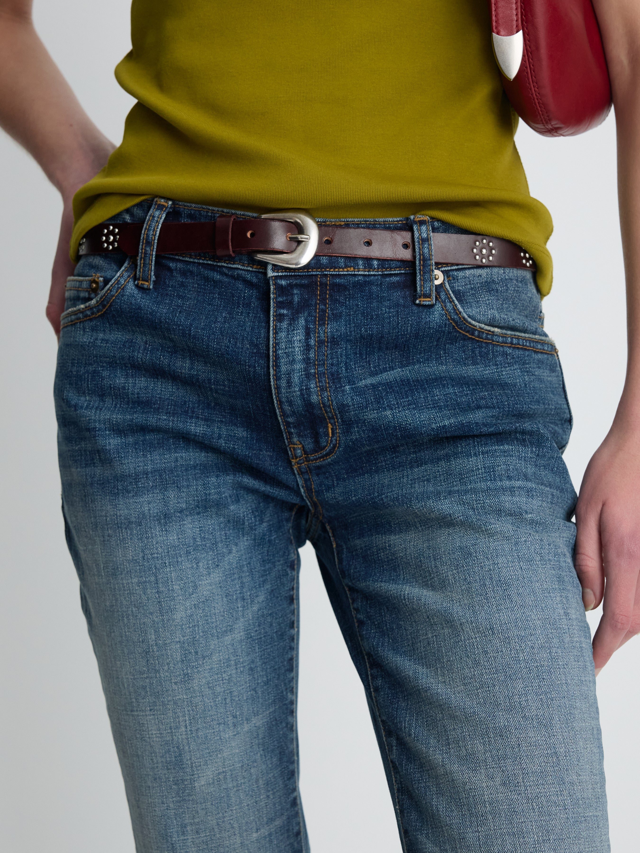 (W) LOW-RISE DENIM BOOTCUT TROUSERS_ WASHED MID BLUE