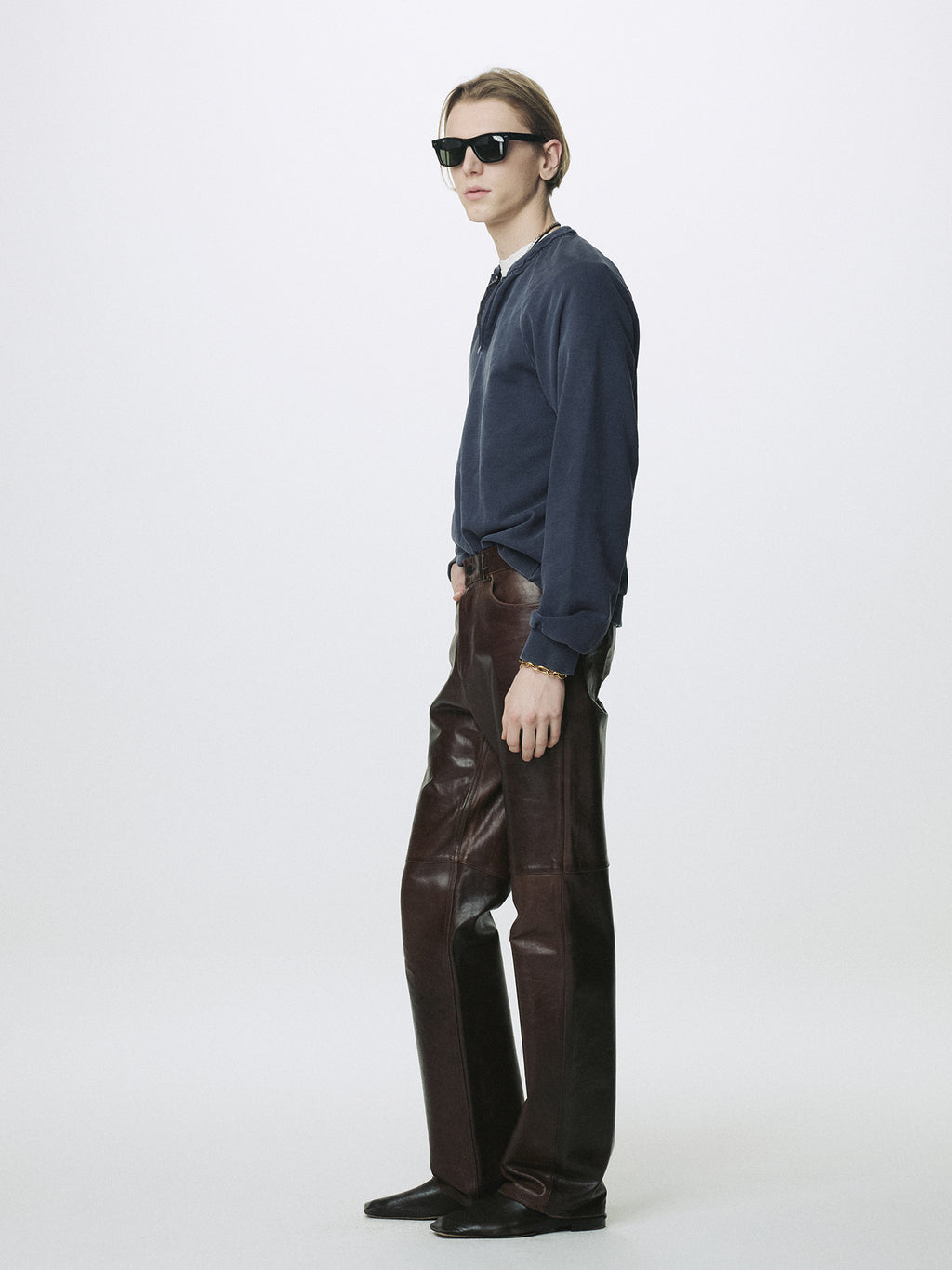 GARMENT DYED ZIP SWEATSHIRT_ FADED NAVY