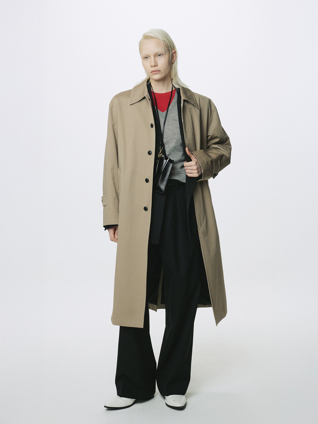 (W) COTTON DRILL SINGLE-BREASTED OVERCOAT_ BEIGE