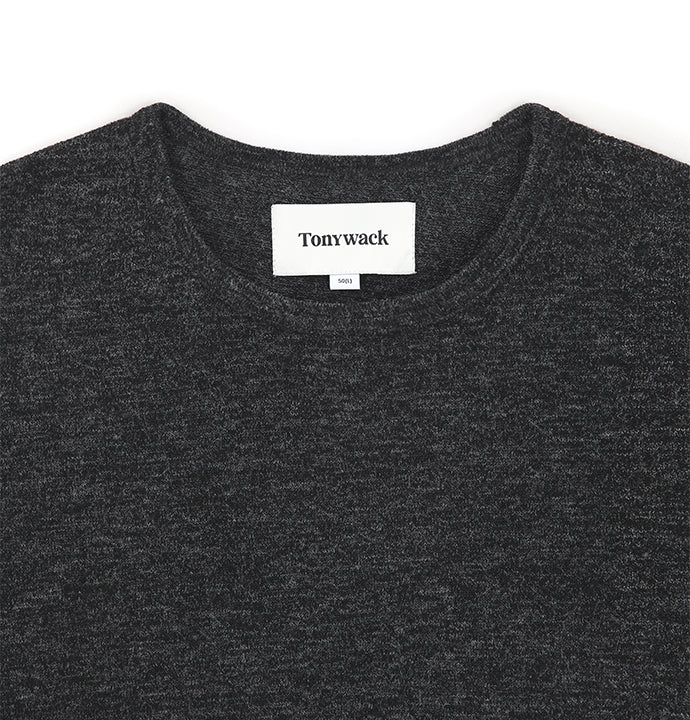 Twist-melange Long Sleeve Knit_ Melange Charcoal
